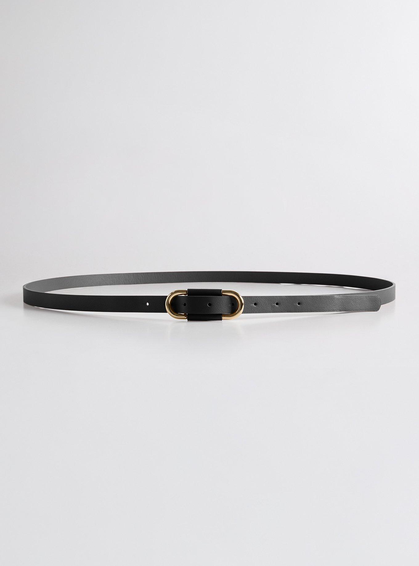 Tailored Oval Skinny Belt, BLACK, alternate