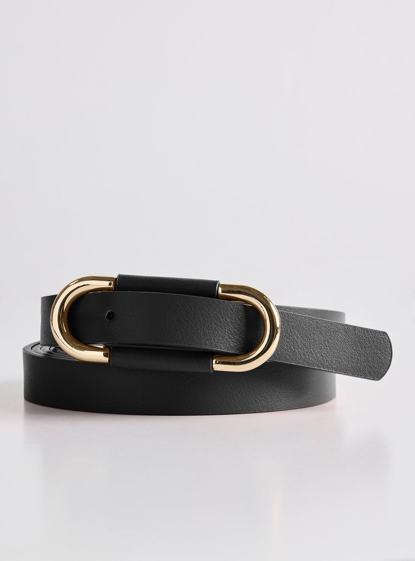Tailored Oval Skinny Belt, BLACK, hi-res