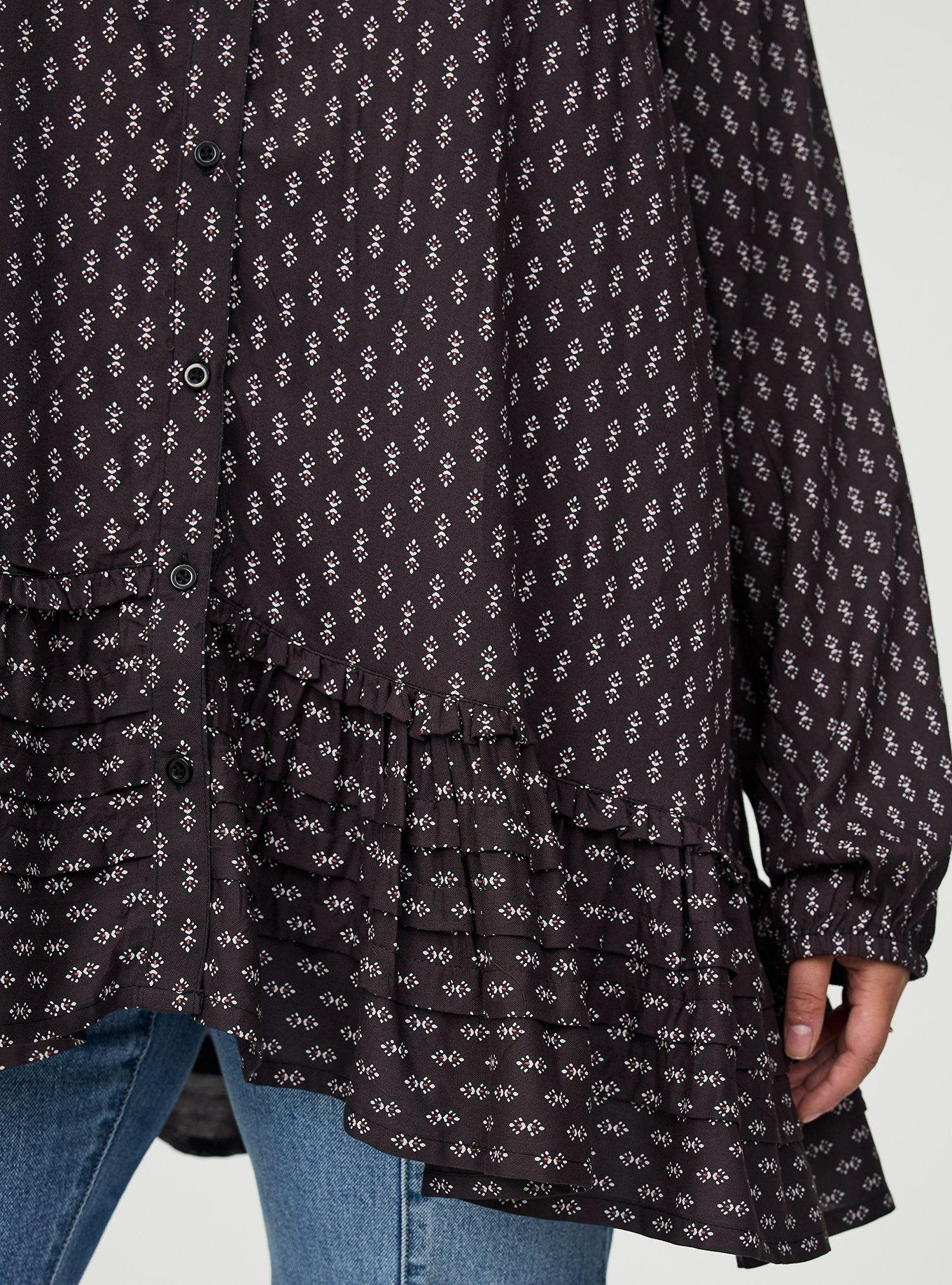 Festi Pintuck Button-Front Tunic, VIC MOTIFS CHARCOAL, alternate