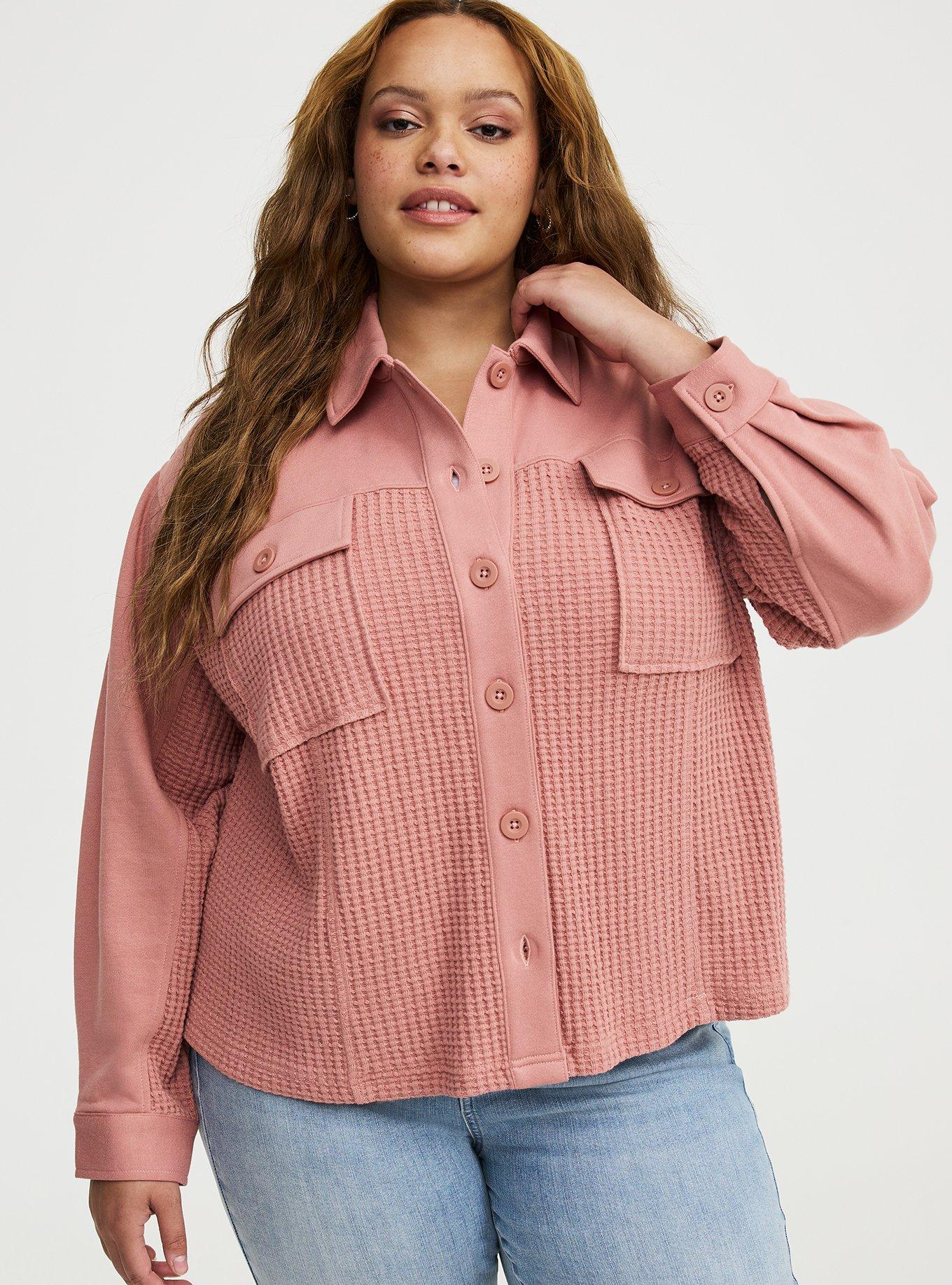 Waffle Hipster Shacket, BLUSH PINK, alternate