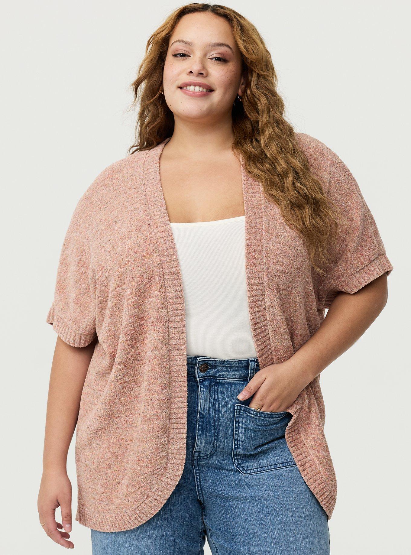Chenille Open Front Cocoon Cardigan, TAUPE SPACEDYE, hi-res