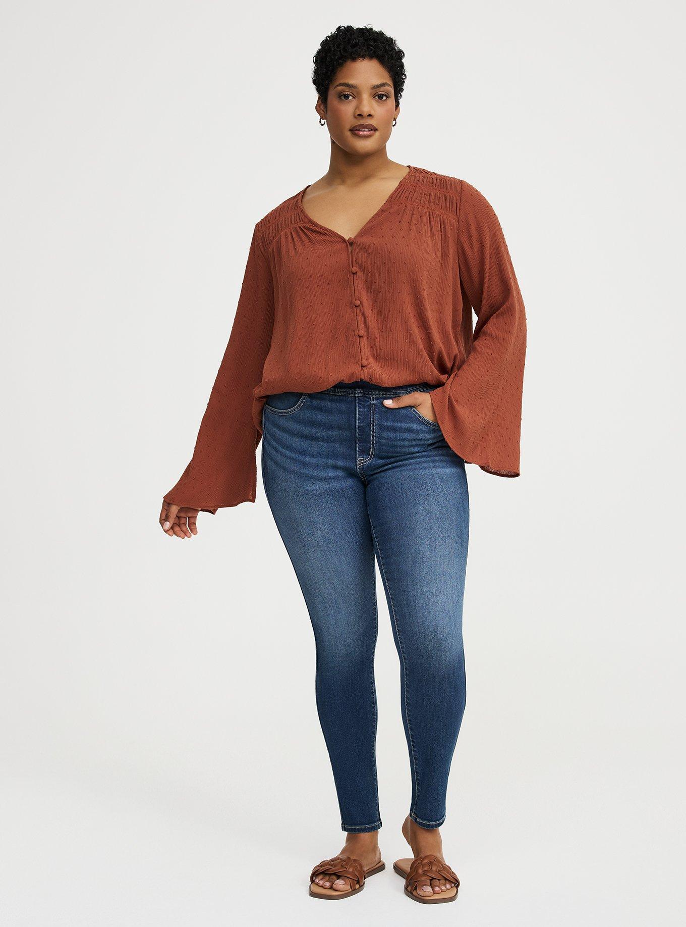 Gauze V-Neck Long Sleeve Top, SEQUOIA, alternate