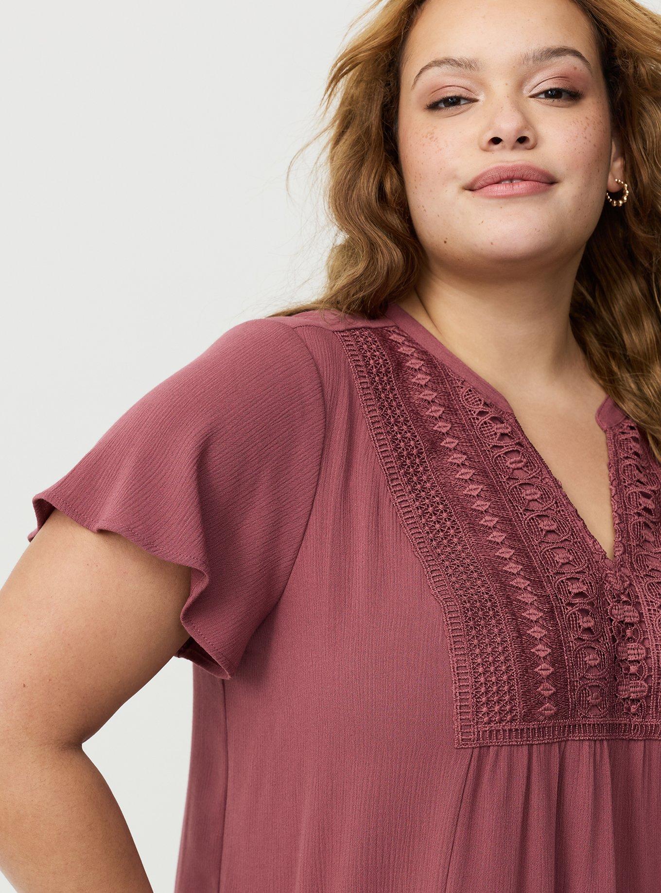 Crochet Lace Flutter Sleeve Blouse, WILD GINGER, alternate