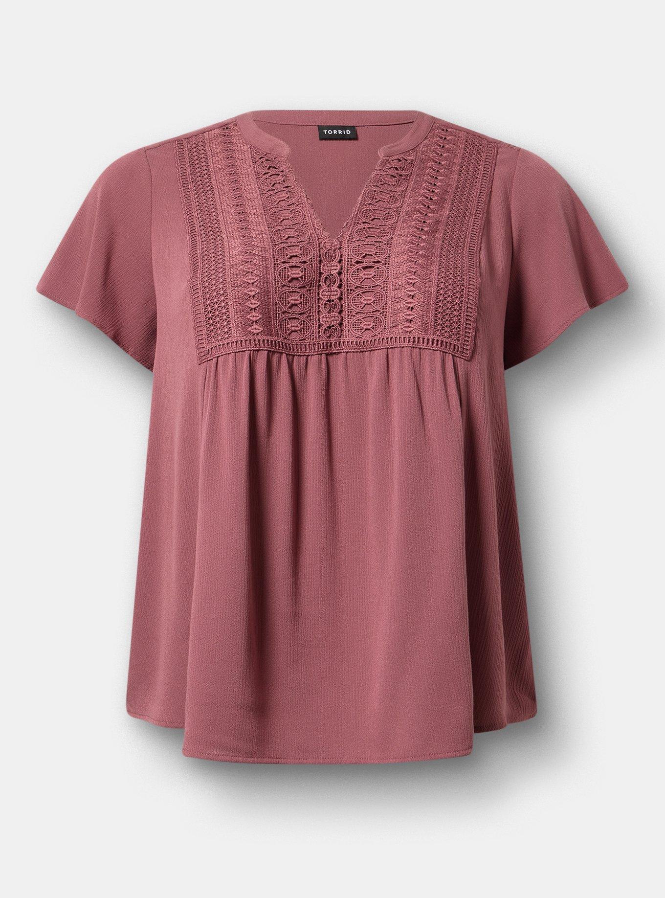 Crochet Lace Flutter Sleeve Blouse, WILD GINGER, hi-res