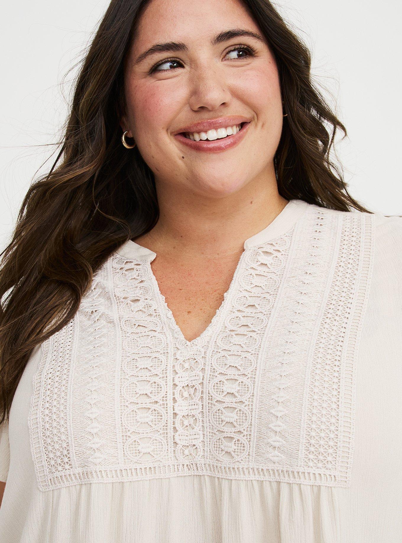 Crochet Lace Flutter Sleeve Blouse, RAINY DAY, alternate