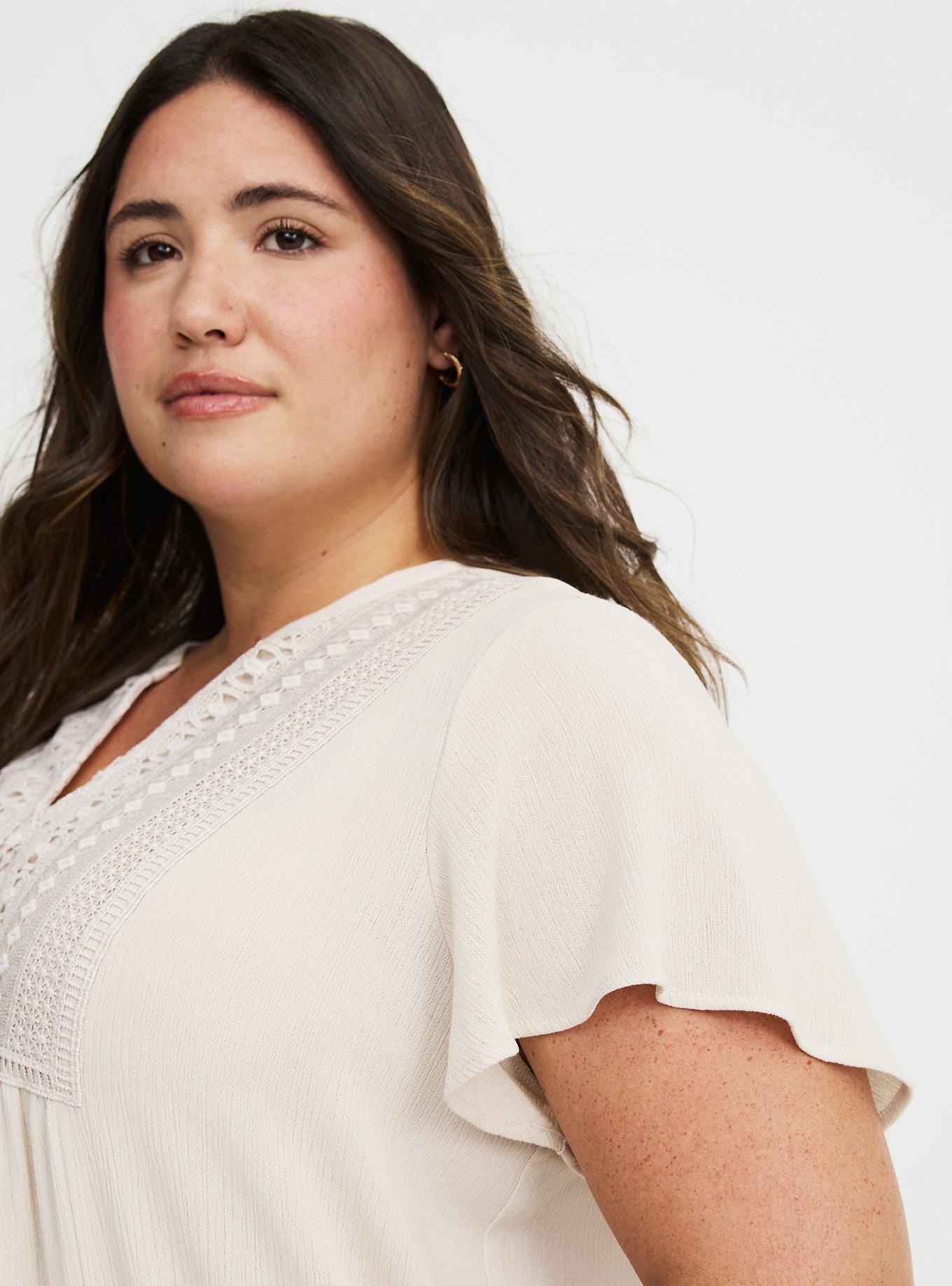 Crochet Lace Flutter Sleeve Blouse, RAINY DAY, alternate