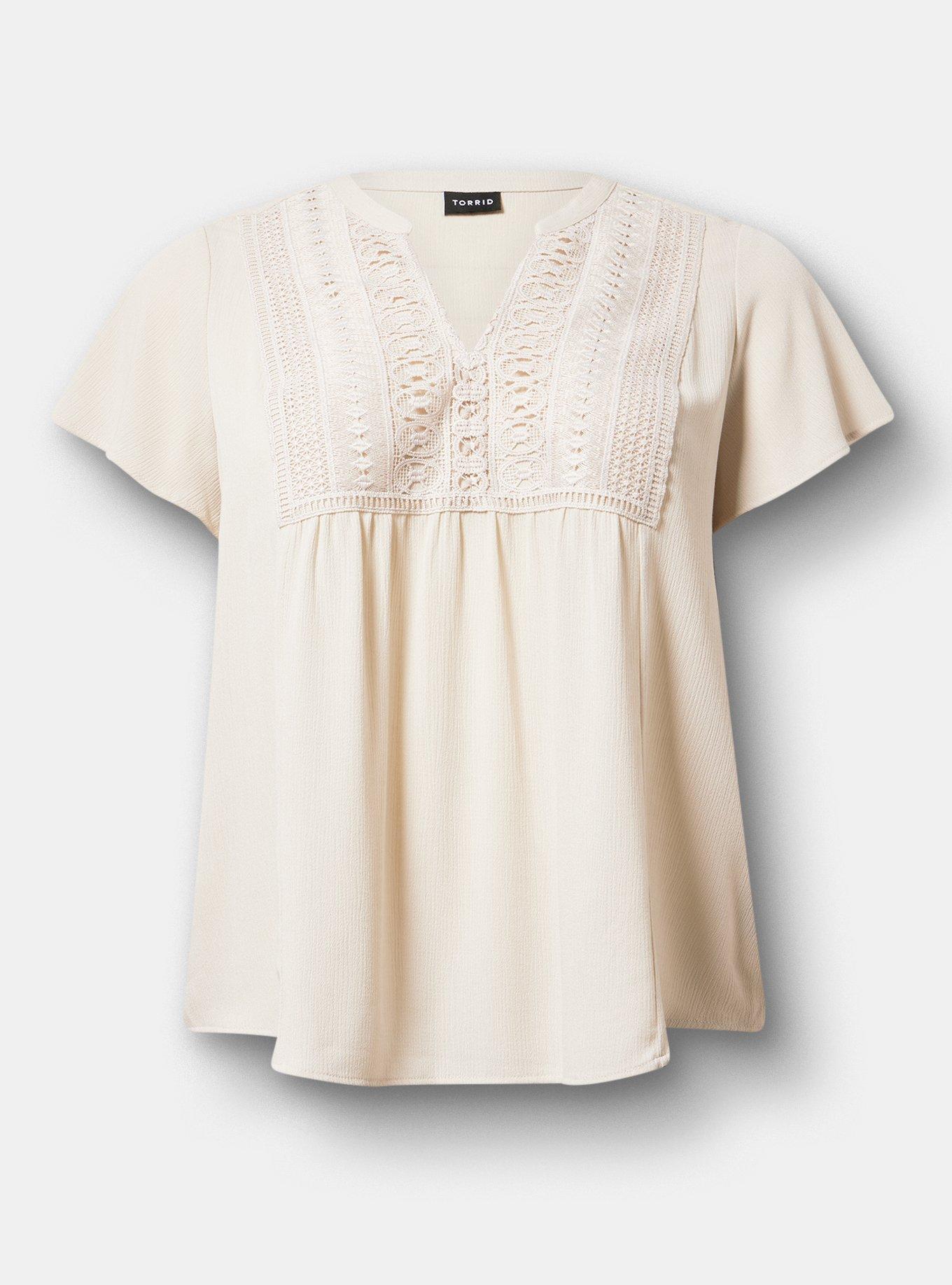 Crochet Lace Flutter Sleeve Blouse, RAINY DAY, hi-res