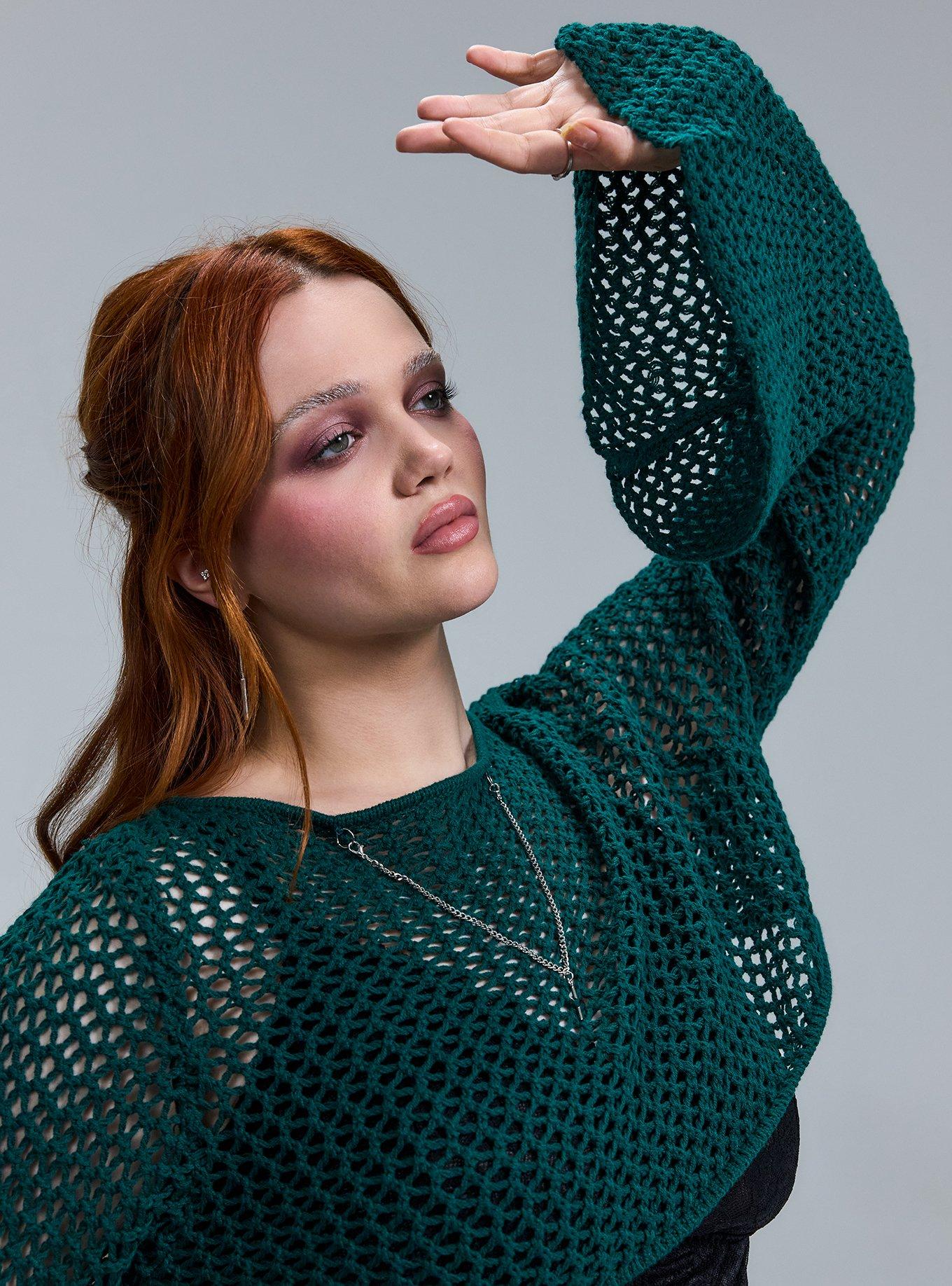 Nightfall Chain Bell Sleeve Crop Sweater, BOTANICAL GARDEN, alternate
