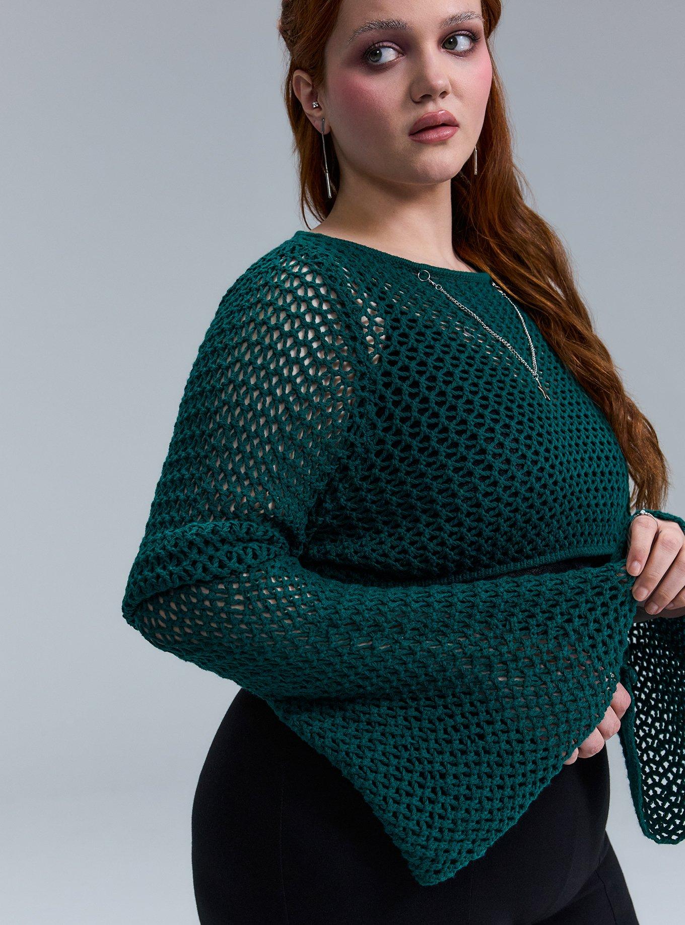 Nightfall Chain Bell Sleeve Crop Sweater, BOTANICAL GARDEN, alternate