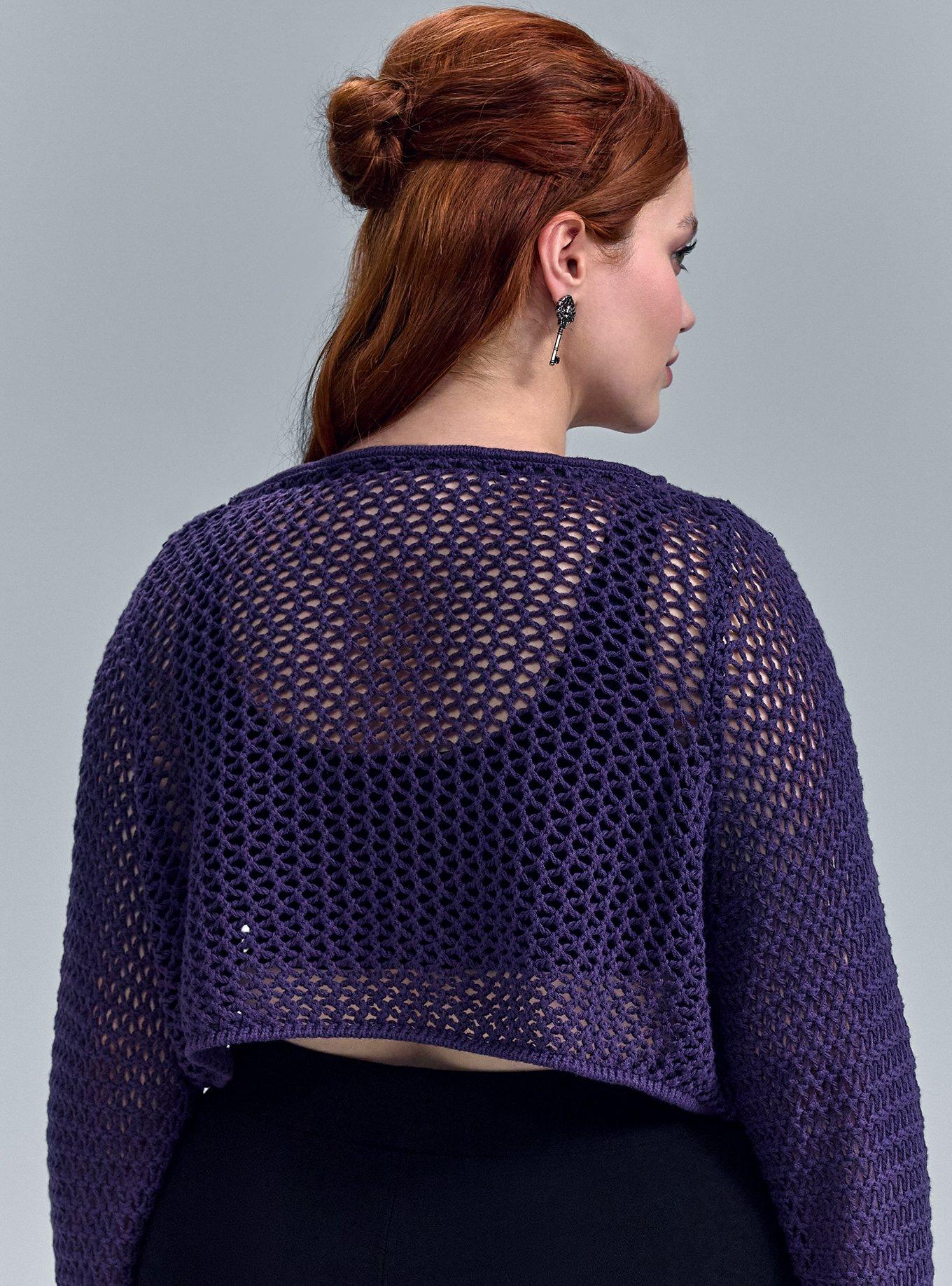 Nightfall Chain Bell Sleeve Crop Sweater, GOTHIC GRAPE, alternate