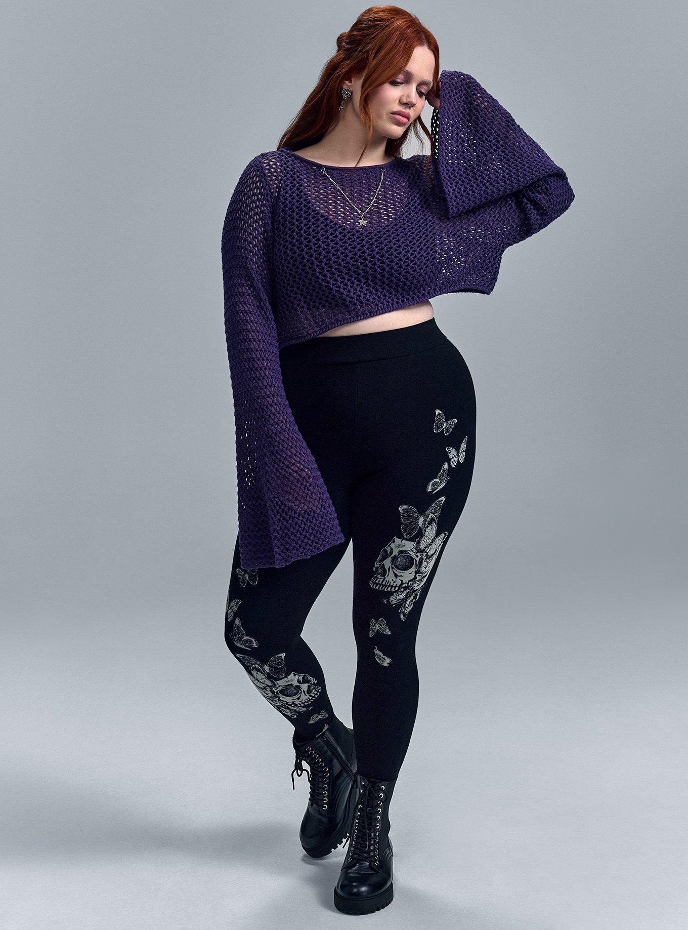 Nightfall Chain Bell Sleeve Crop Sweater, GOTHIC GRAPE, alternate