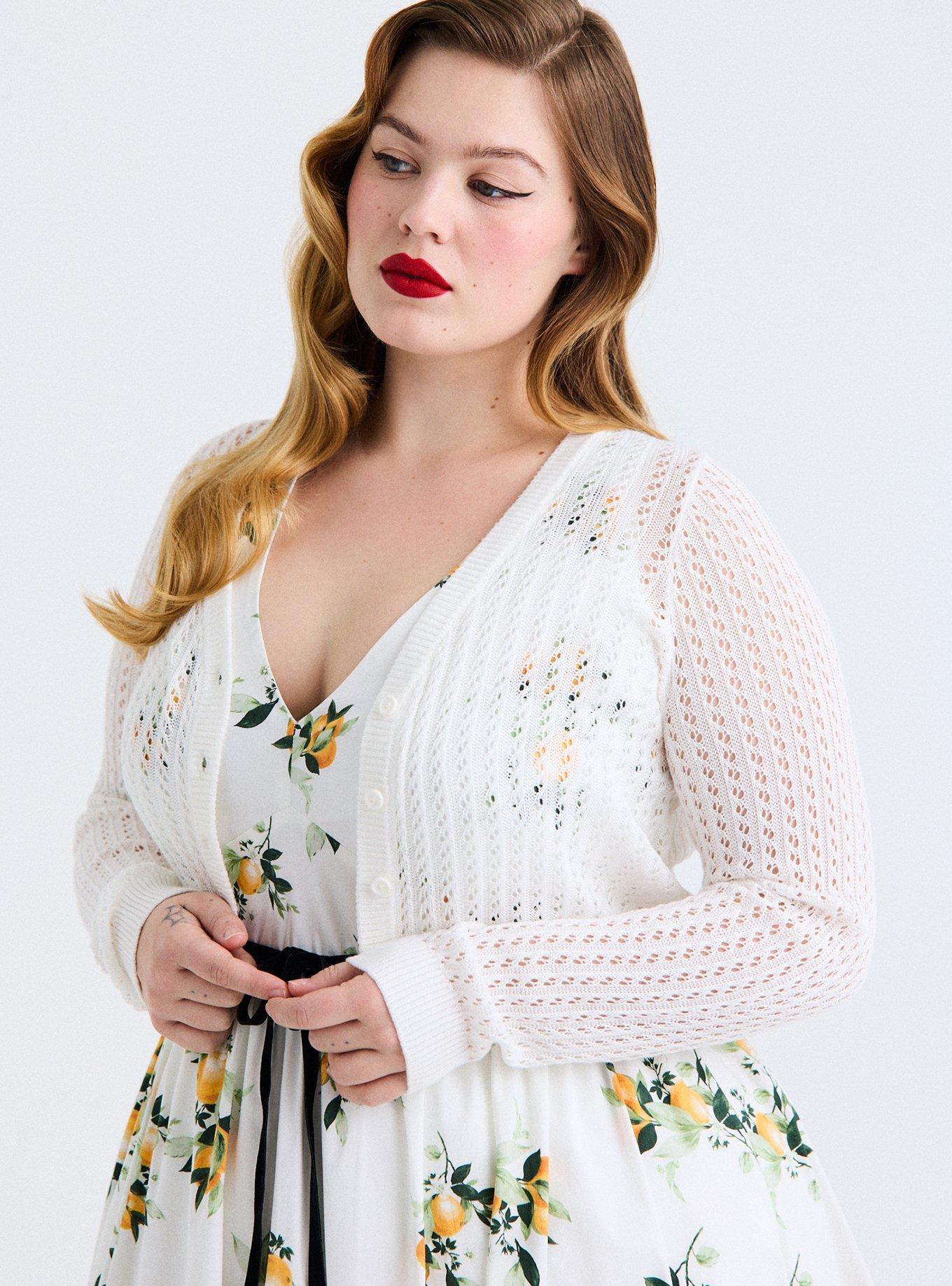 Retro Chic Cropped Cardigan, BLANC DE BLANC, hi-res