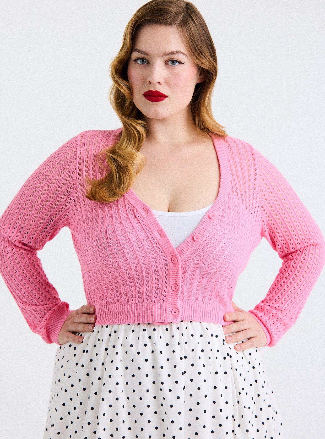 Retro Chic Cropped Cardigan, SACHET PINK, alternate