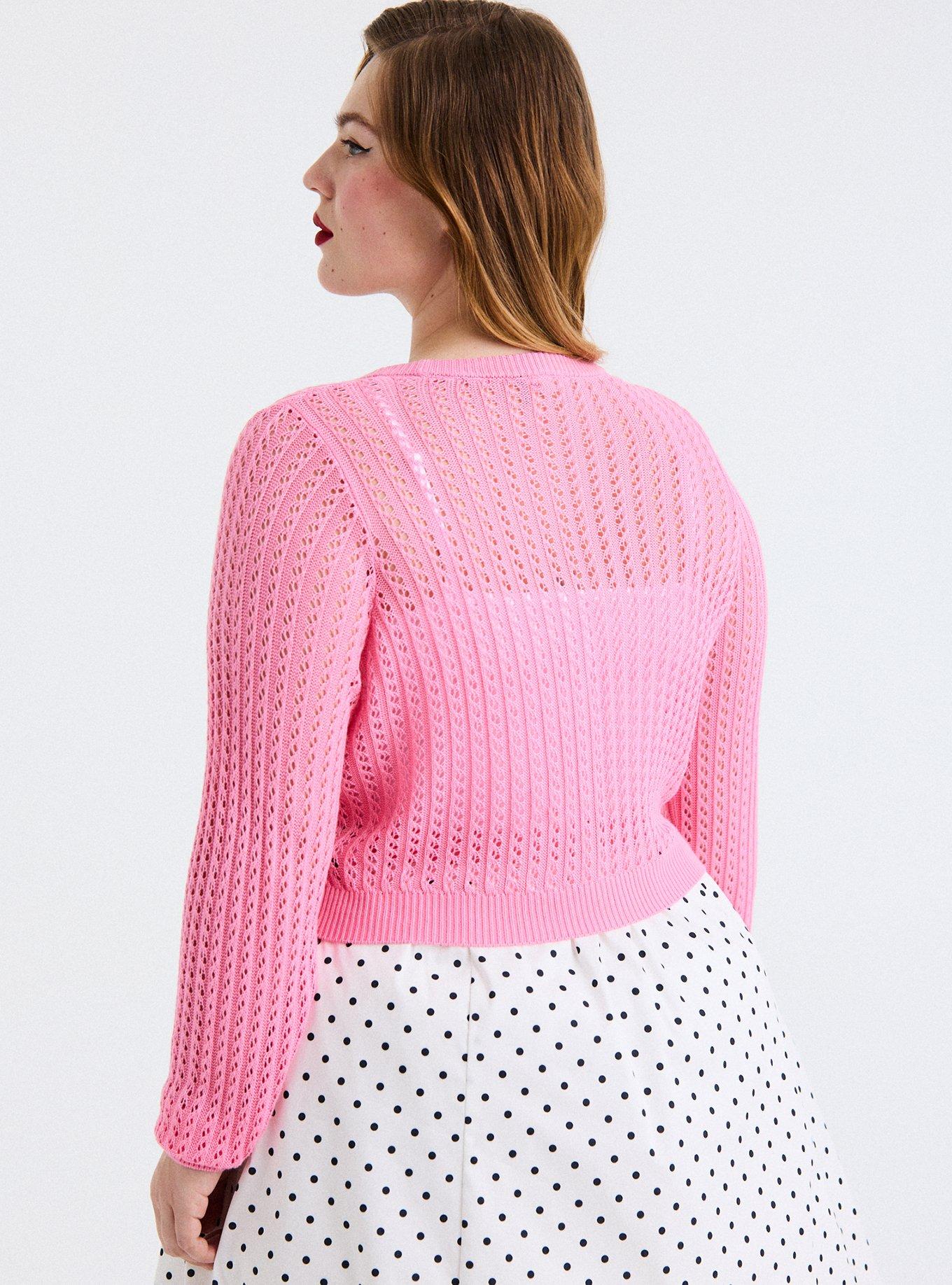 Retro Chic Cropped Cardigan, SACHET PINK, alternate