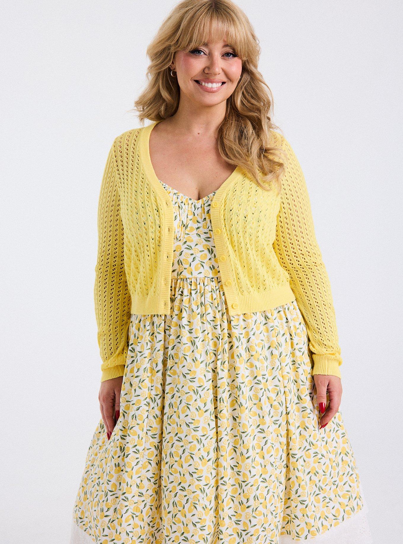 Retro Chic Cropped Cardigan, SUNSHINE, alternate