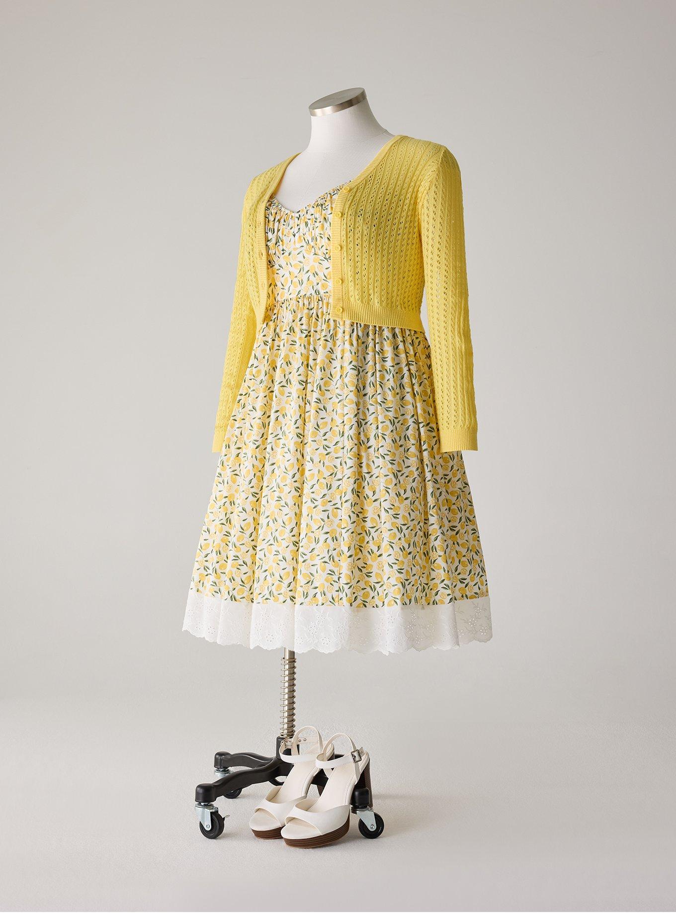 Plus Size Retro Chic Cropped Cardigan, SUNSHINE, hi-res