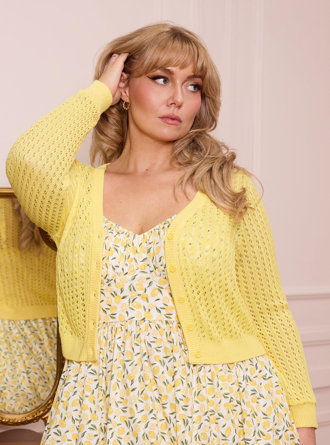 Retro Chic Cropped Cardigan, SUNSHINE, hi-res