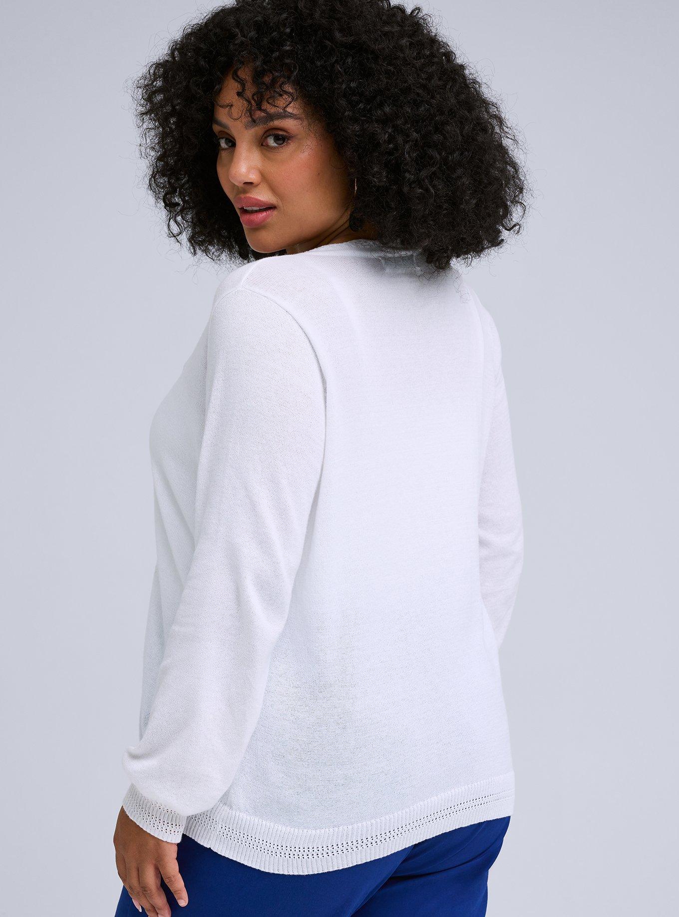 Belle Isle Scallop Detail Cardigan, BRIGHT WHITE, alternate