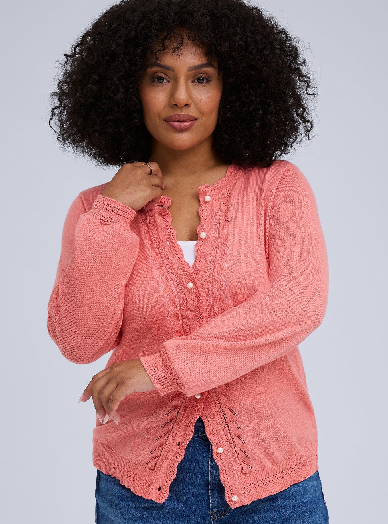 Belle Isle Scallop Detail Cardigan, LANTANA, alternate