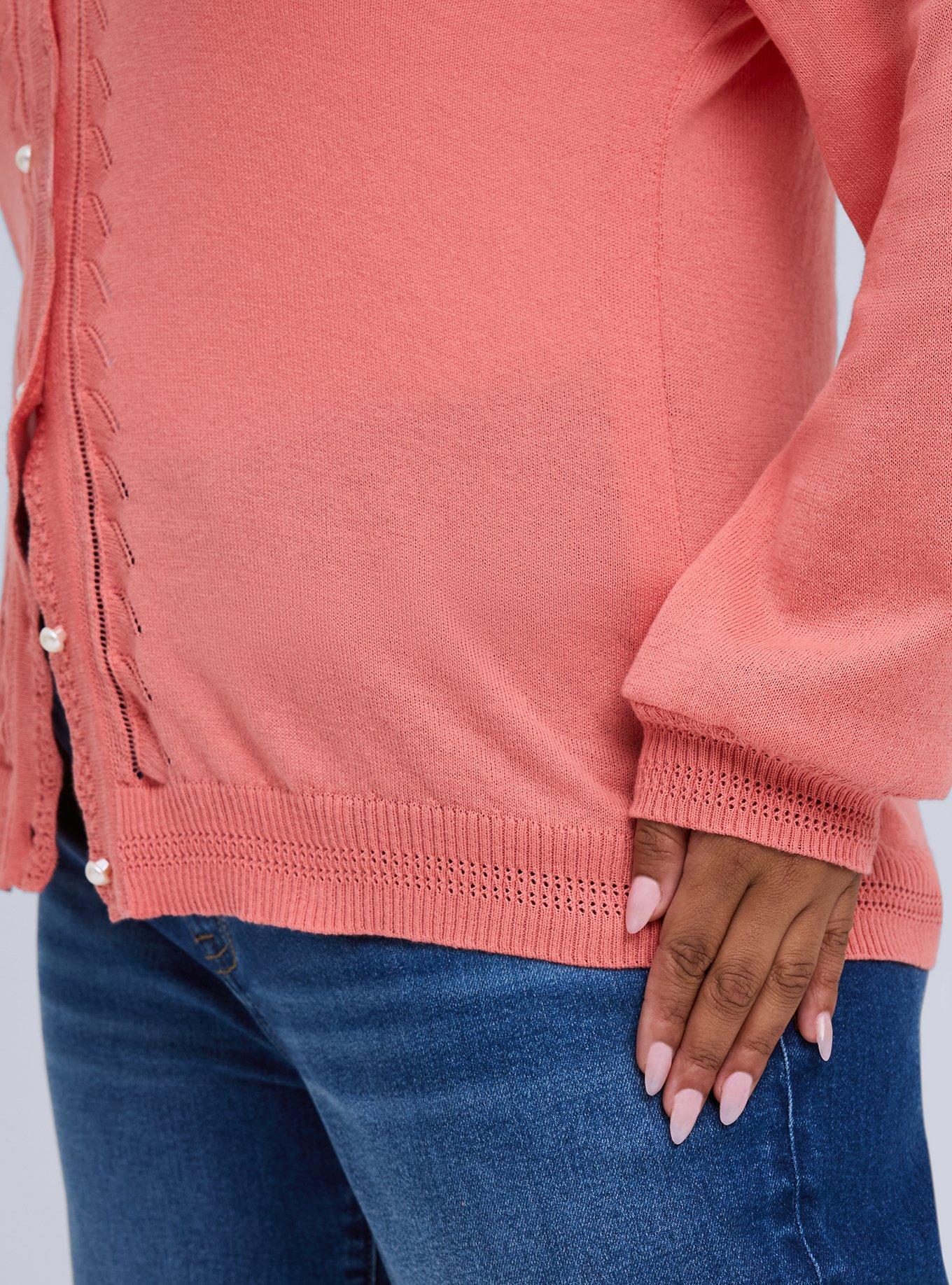 Belle Isle Scallop Detail Cardigan, LANTANA, alternate