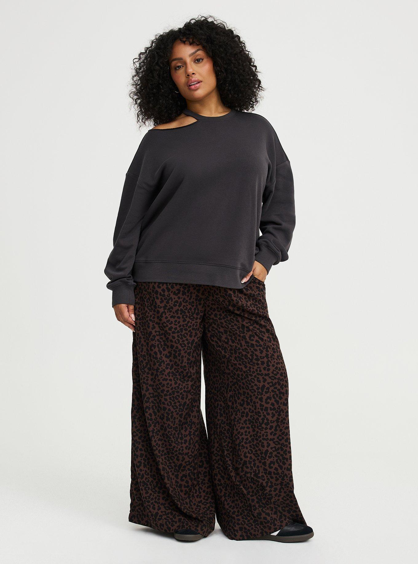 Cozy Fleece Cut-Out Sweatshirt, PHANTOM, alternate