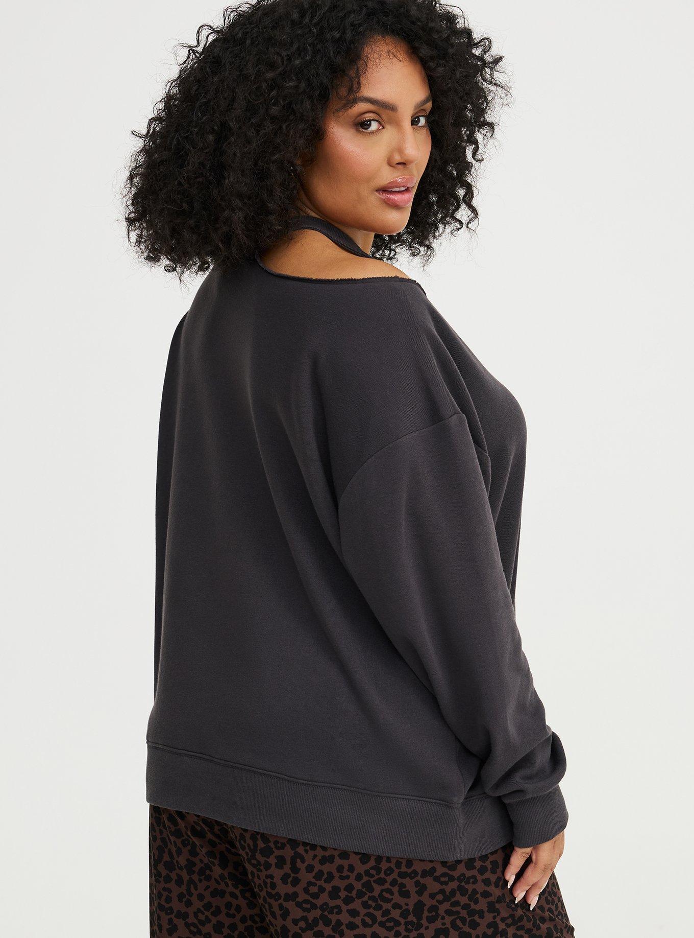 Cozy Fleece Cut-Out Sweatshirt, PHANTOM, alternate