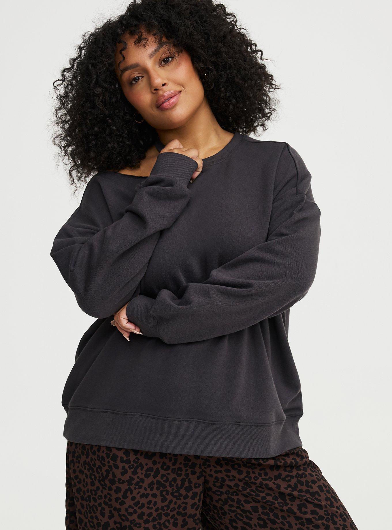Cozy Fleece Cut-Out Sweatshirt, PHANTOM, alternate