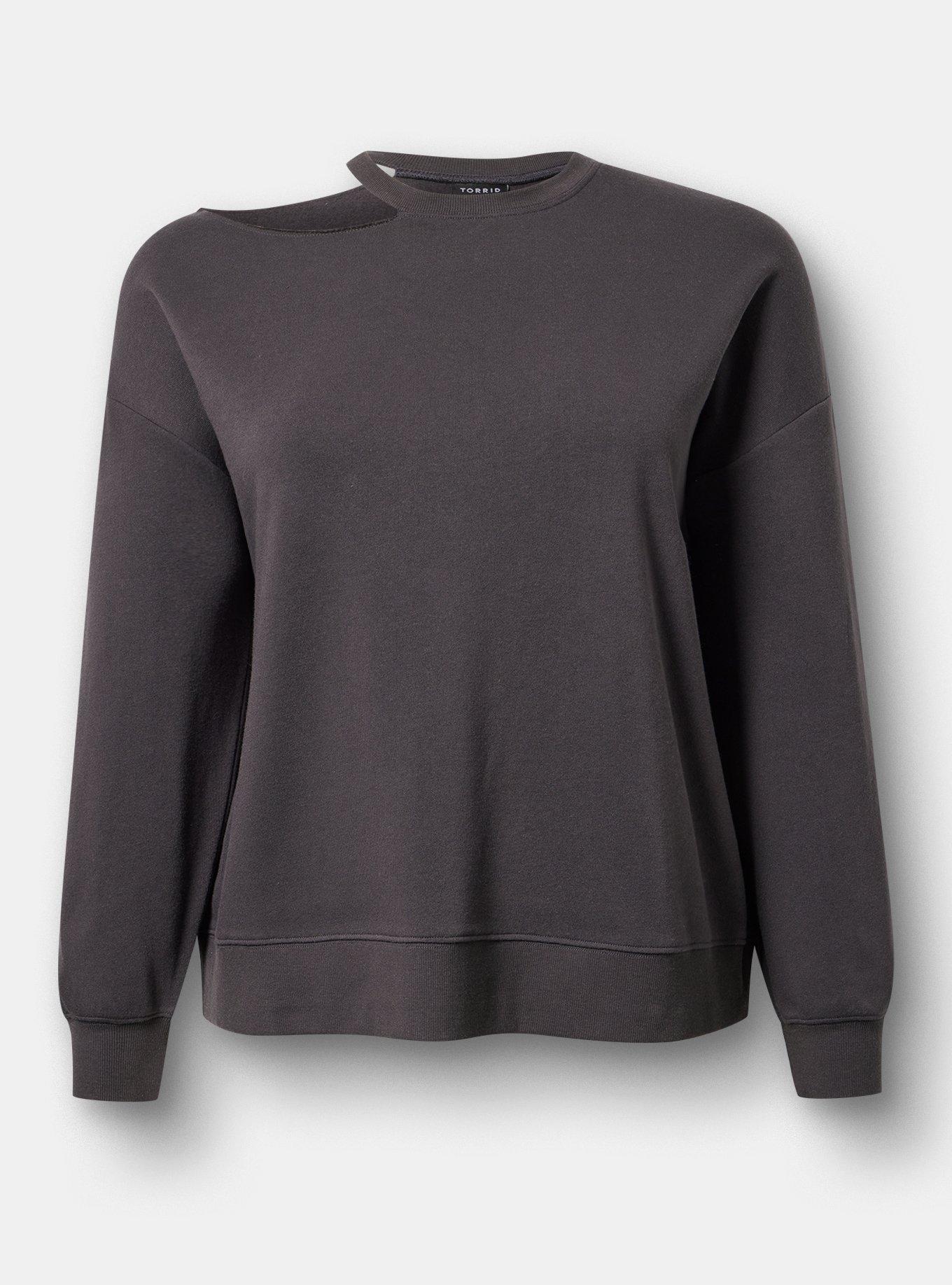 Cozy Fleece Cut-Out Sweatshirt, PHANTOM, hi-res