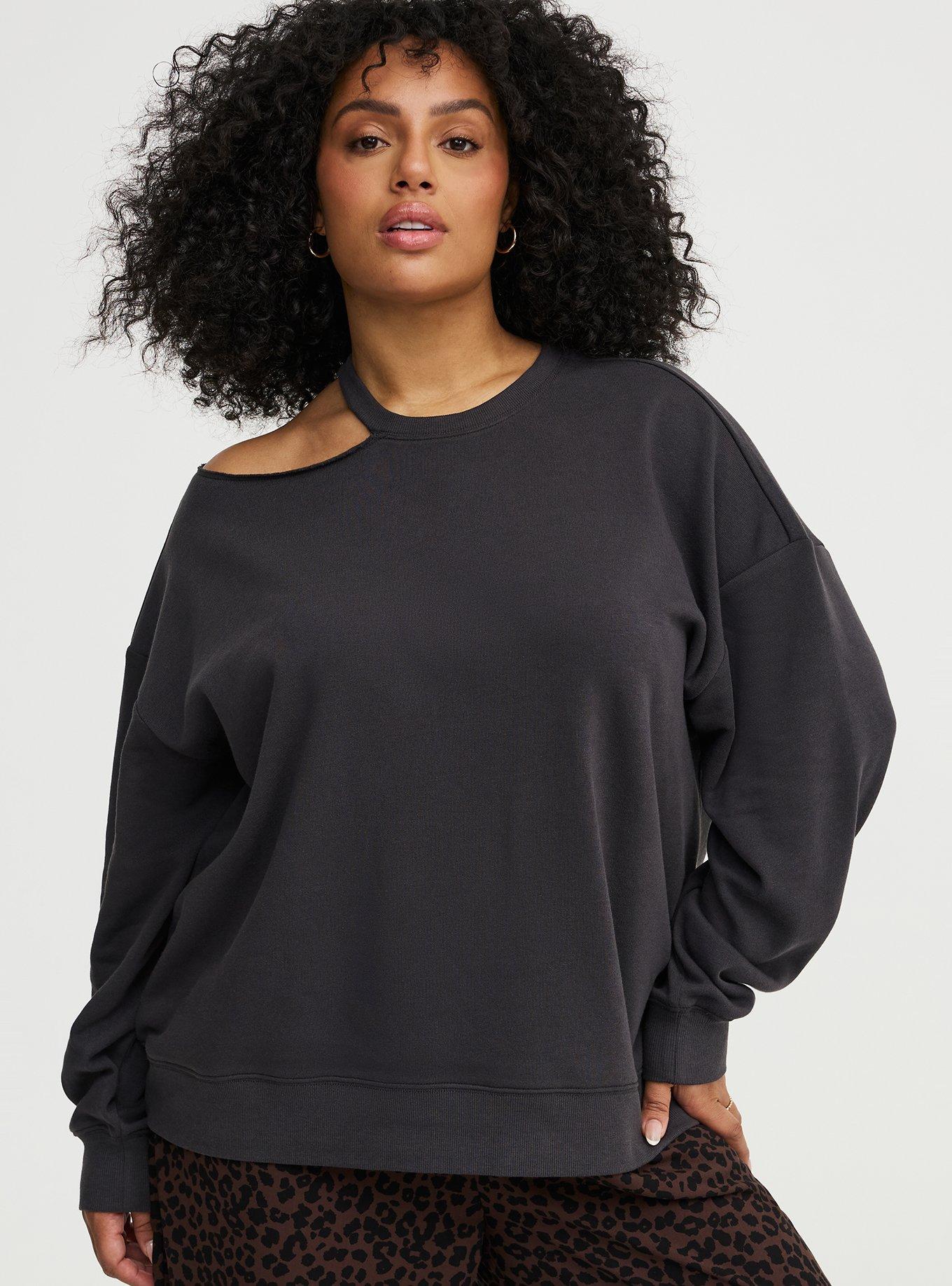 Cozy Fleece Cut-Out Sweatshirt, PHANTOM, hi-res