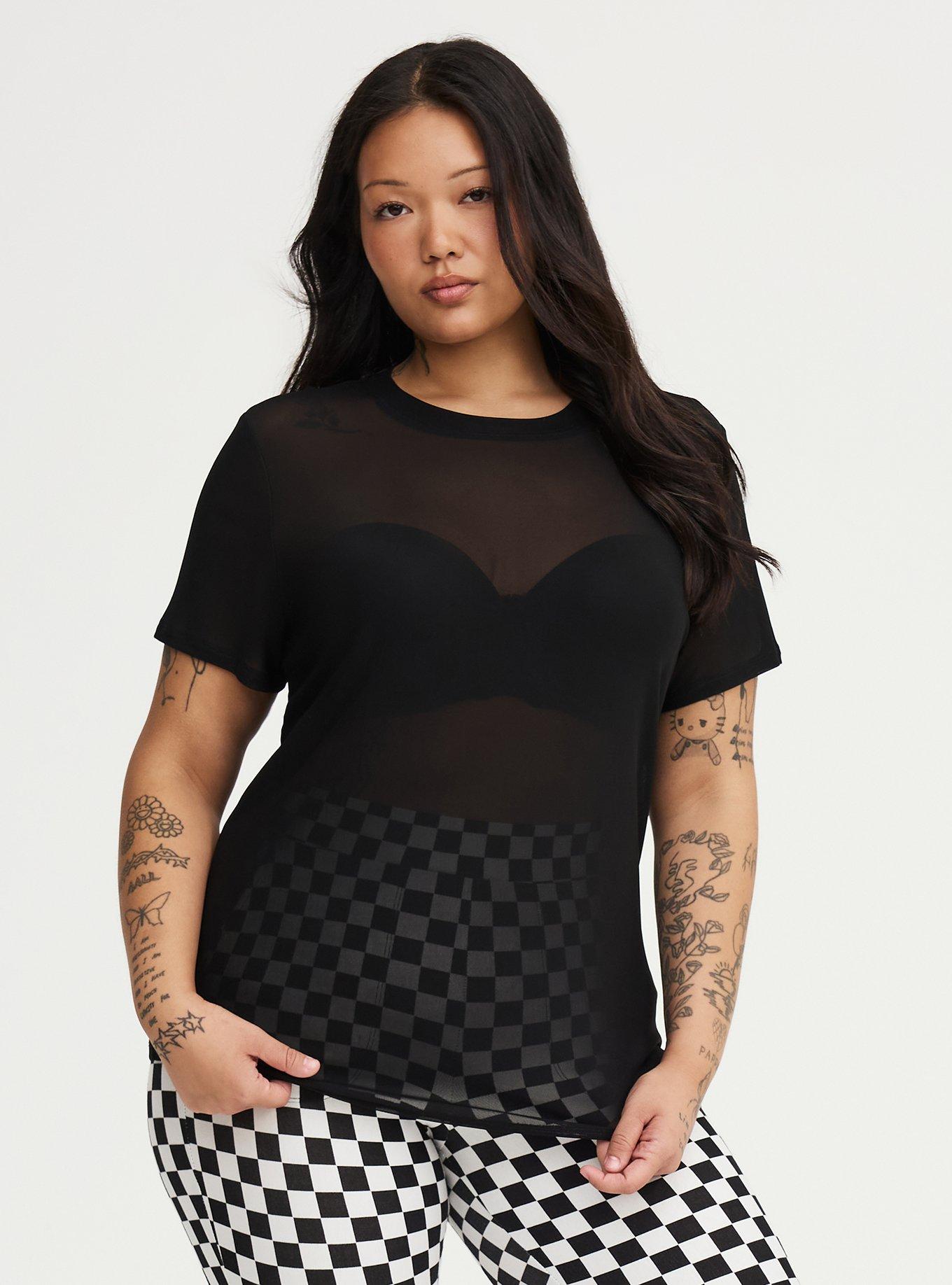 Mesh Layering Tee, DEEP BLACK, alternate