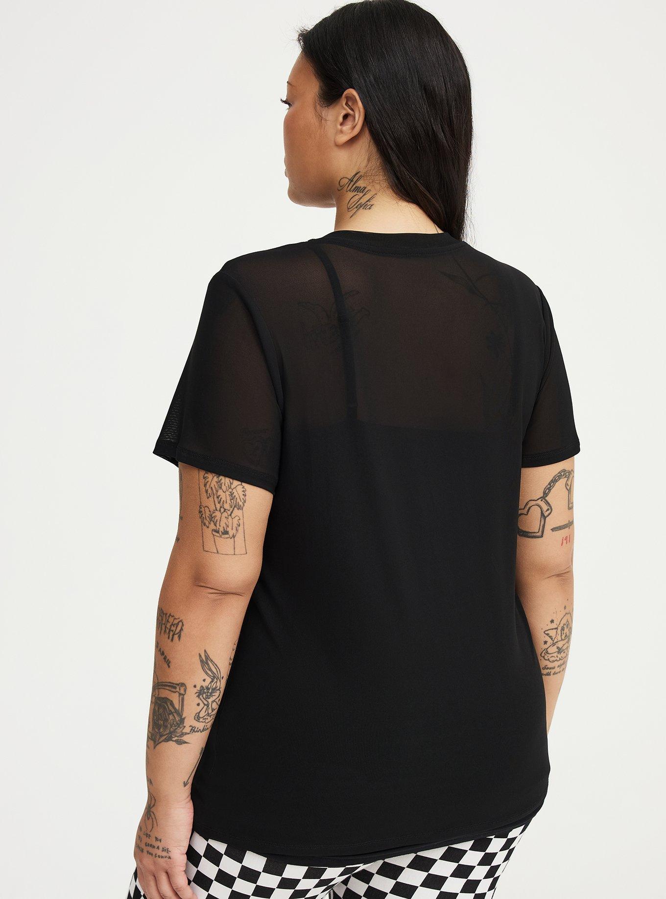 Mesh Layering Tee, DEEP BLACK, alternate