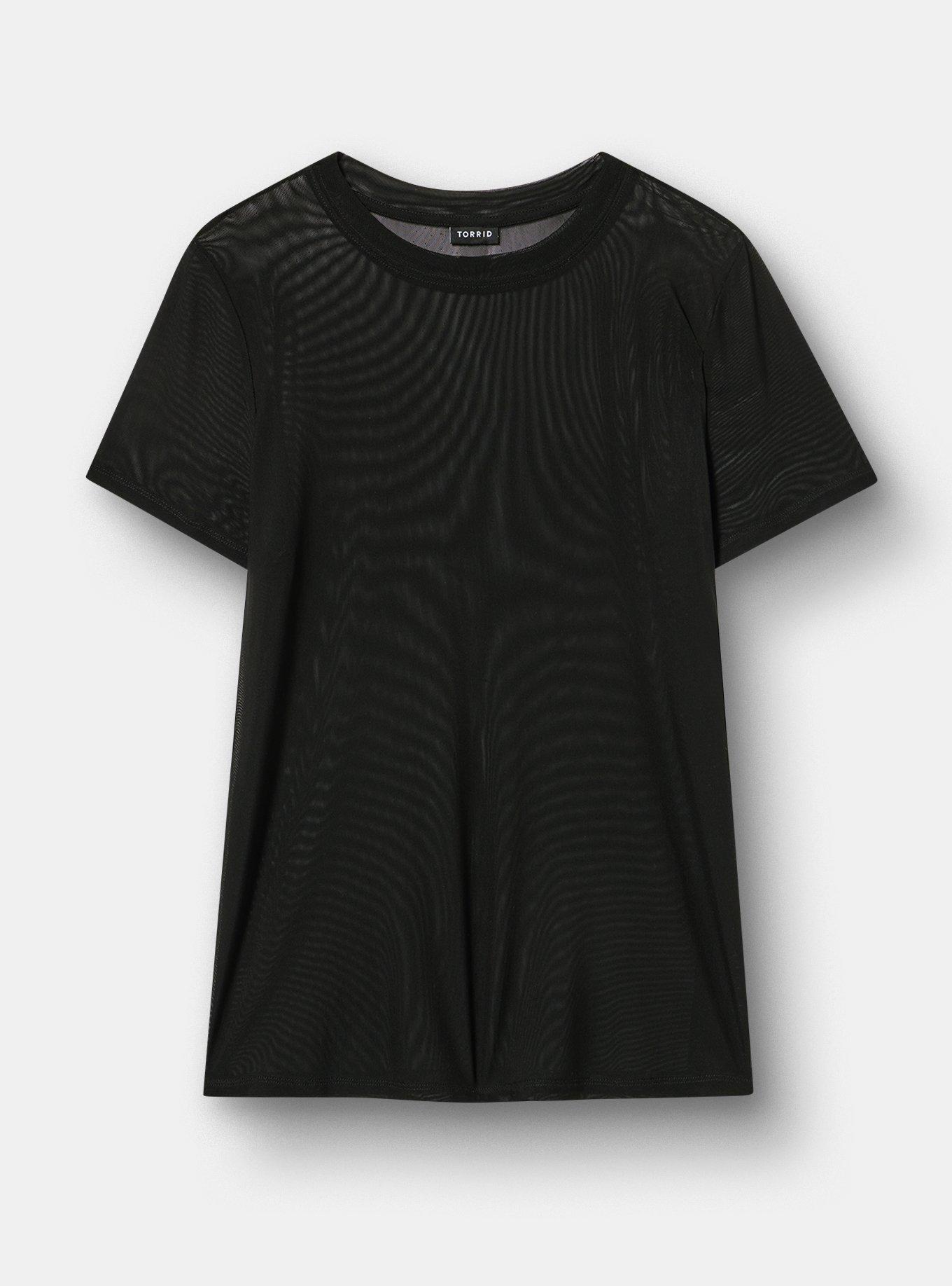 Mesh Layering Tee, DEEP BLACK, hi-res