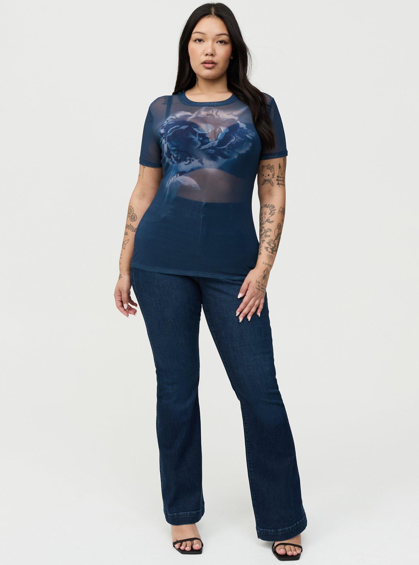 Mesh Layering Tee, PEACOAT, alternate