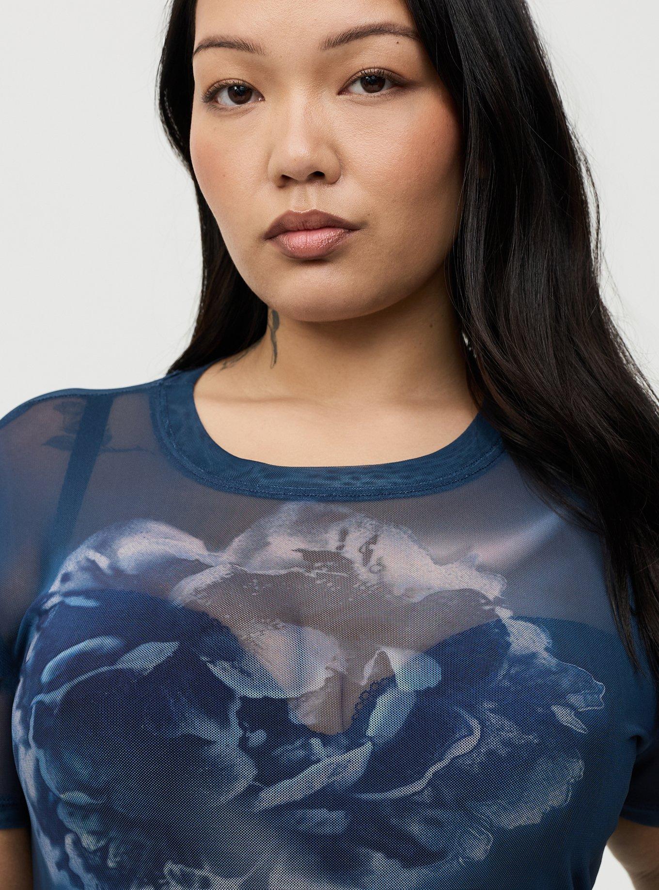 Mesh Layering Tee, PEACOAT, alternate