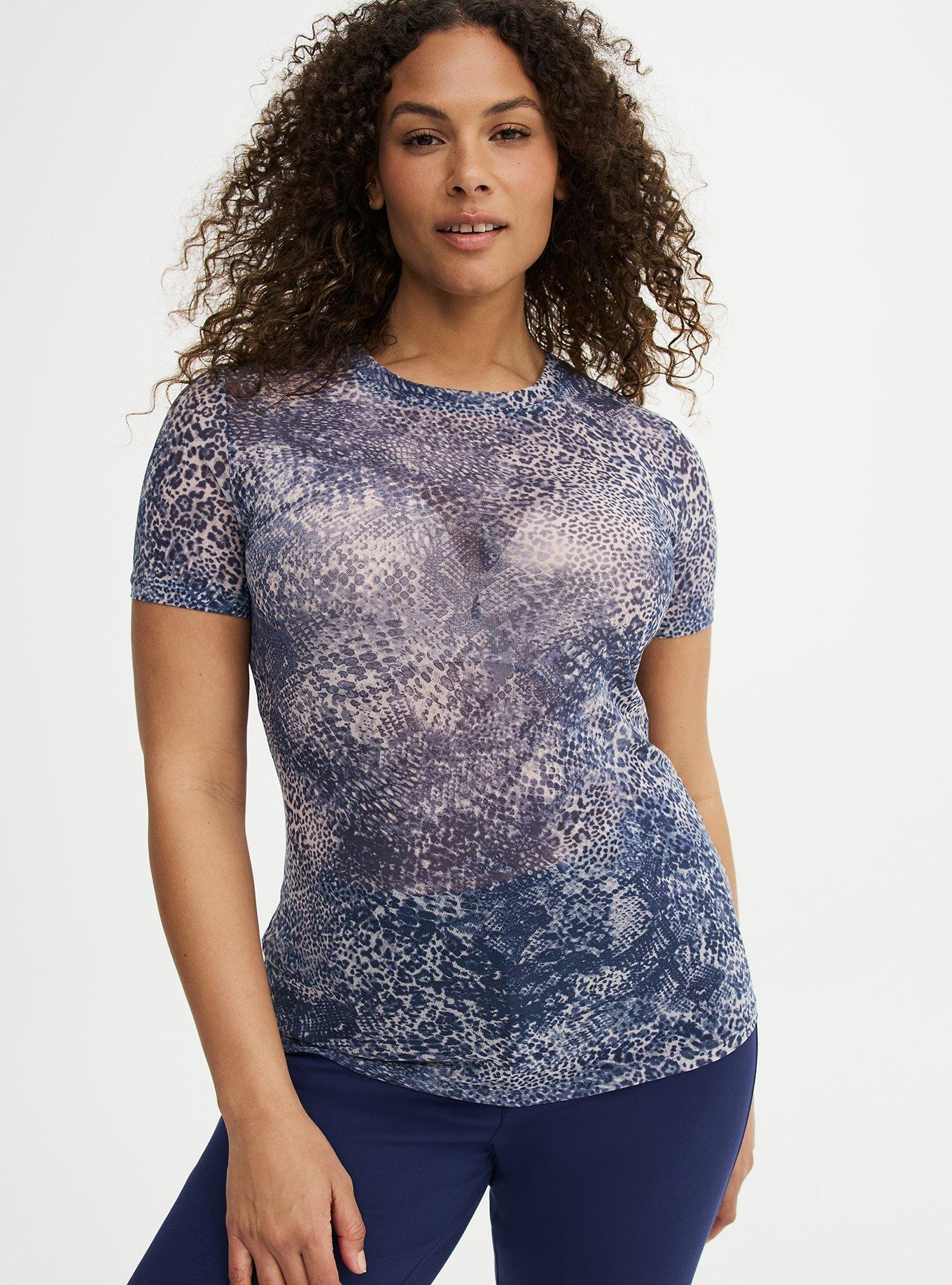 Mesh Layering Tee, DIVA SNAKESIN BLUE, hi-res