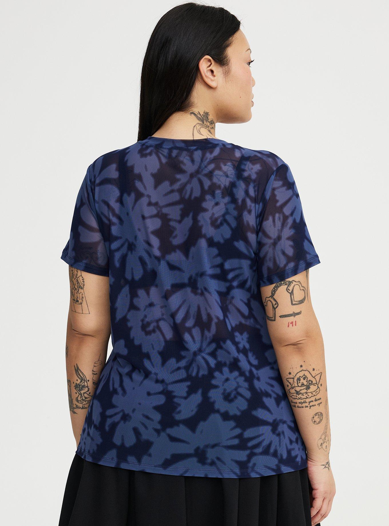 Mesh Layering Tee, AVERY DAISIES FLORAL BLUE, alternate