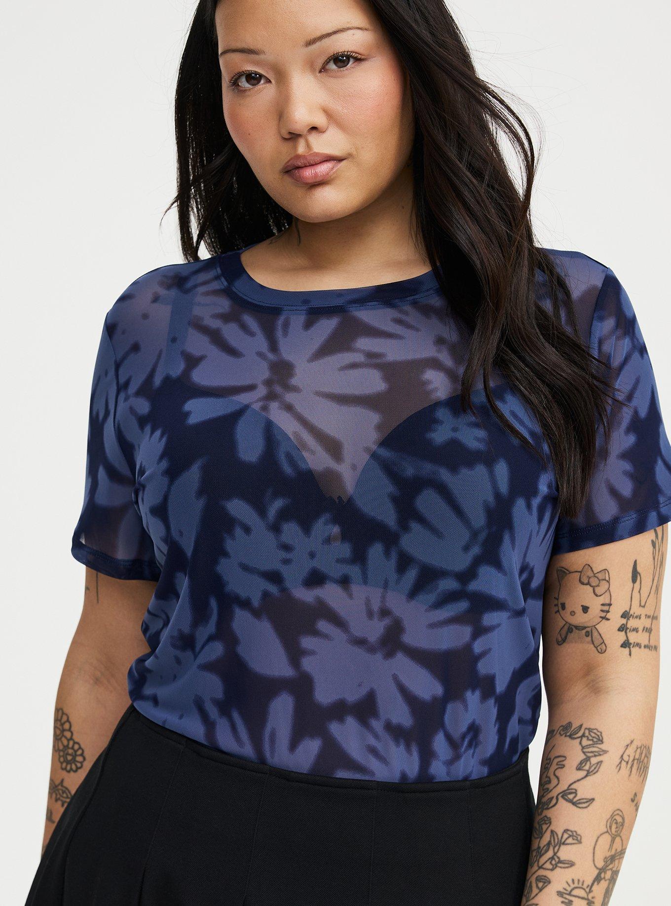 Mesh Layering Tee, AVERY DAISIES FLORAL BLUE, alternate