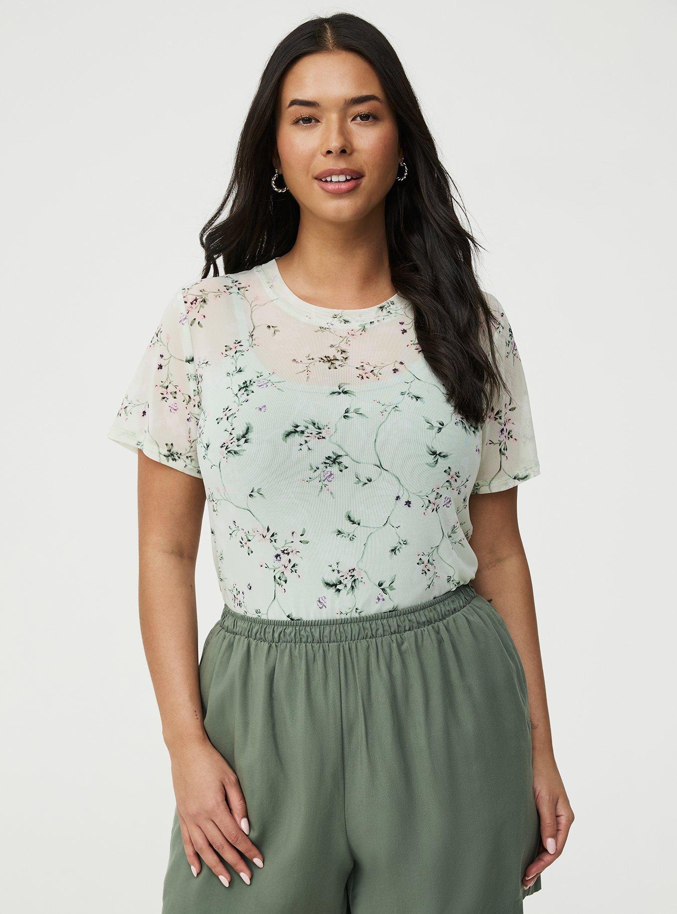 Mesh Layering Tee, CRAWLING FLORAL MINT, alternate