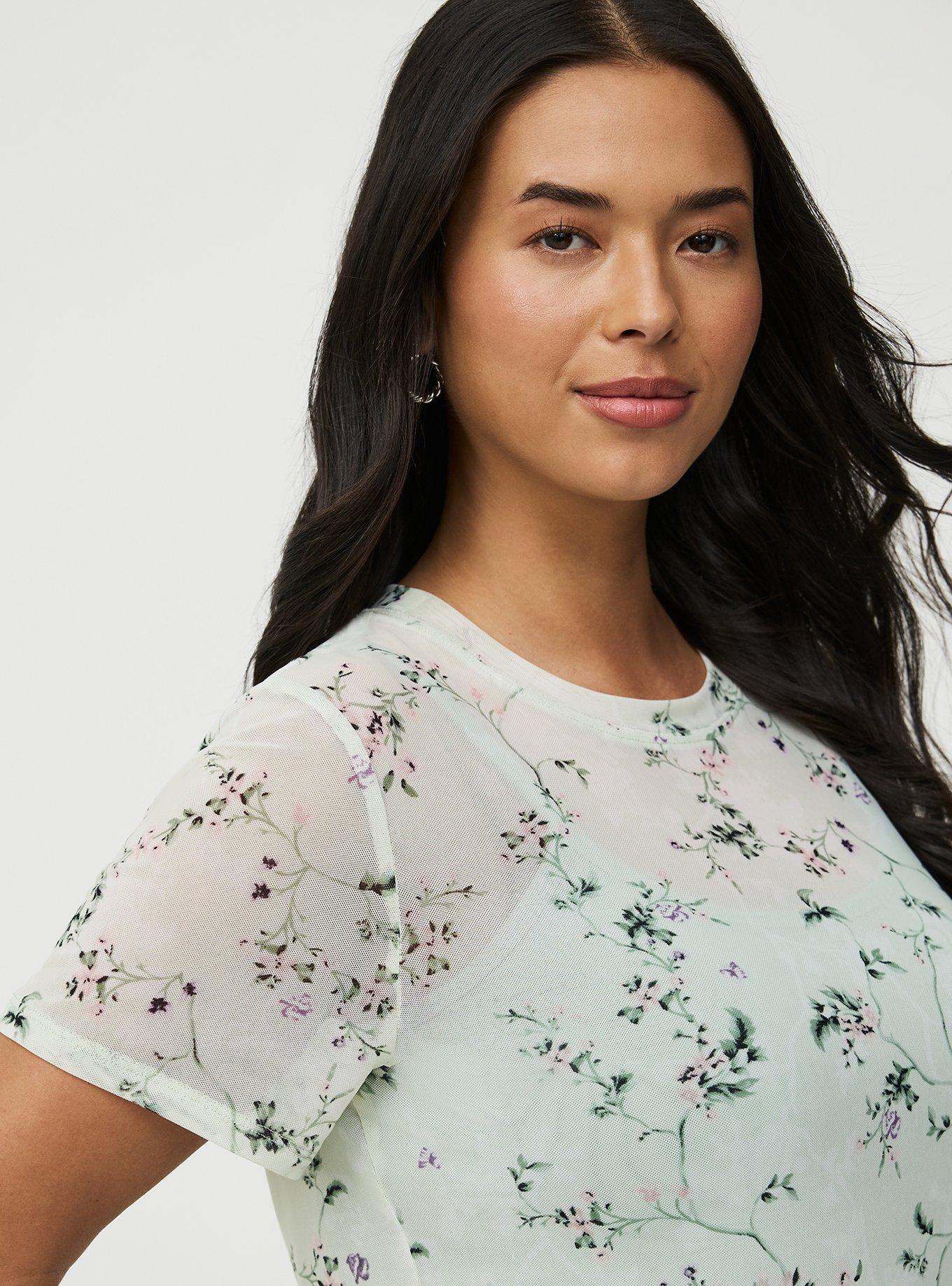 Mesh Layering Tee, CRAWLING FLORAL MINT, alternate