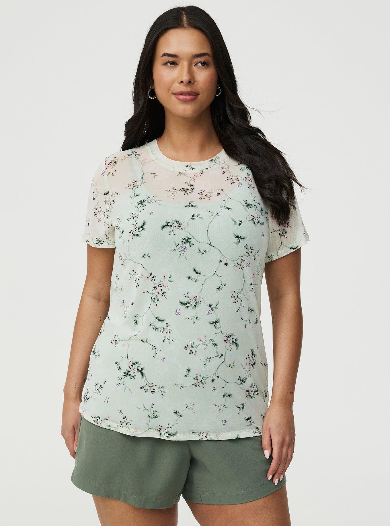 Mesh Layering Tee, CRAWLING FLORAL MINT, alternate