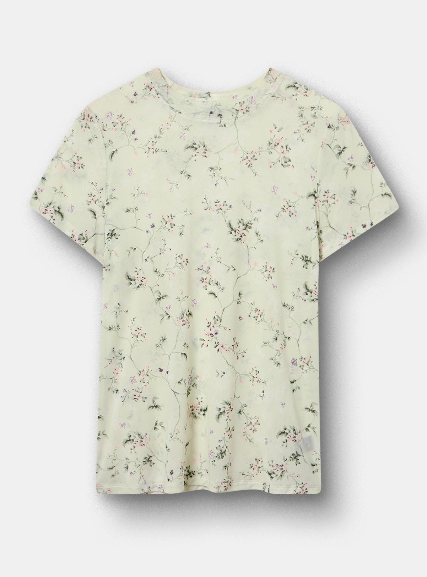 Mesh Layering Tee, CRAWLING FLORAL MINT, hi-res