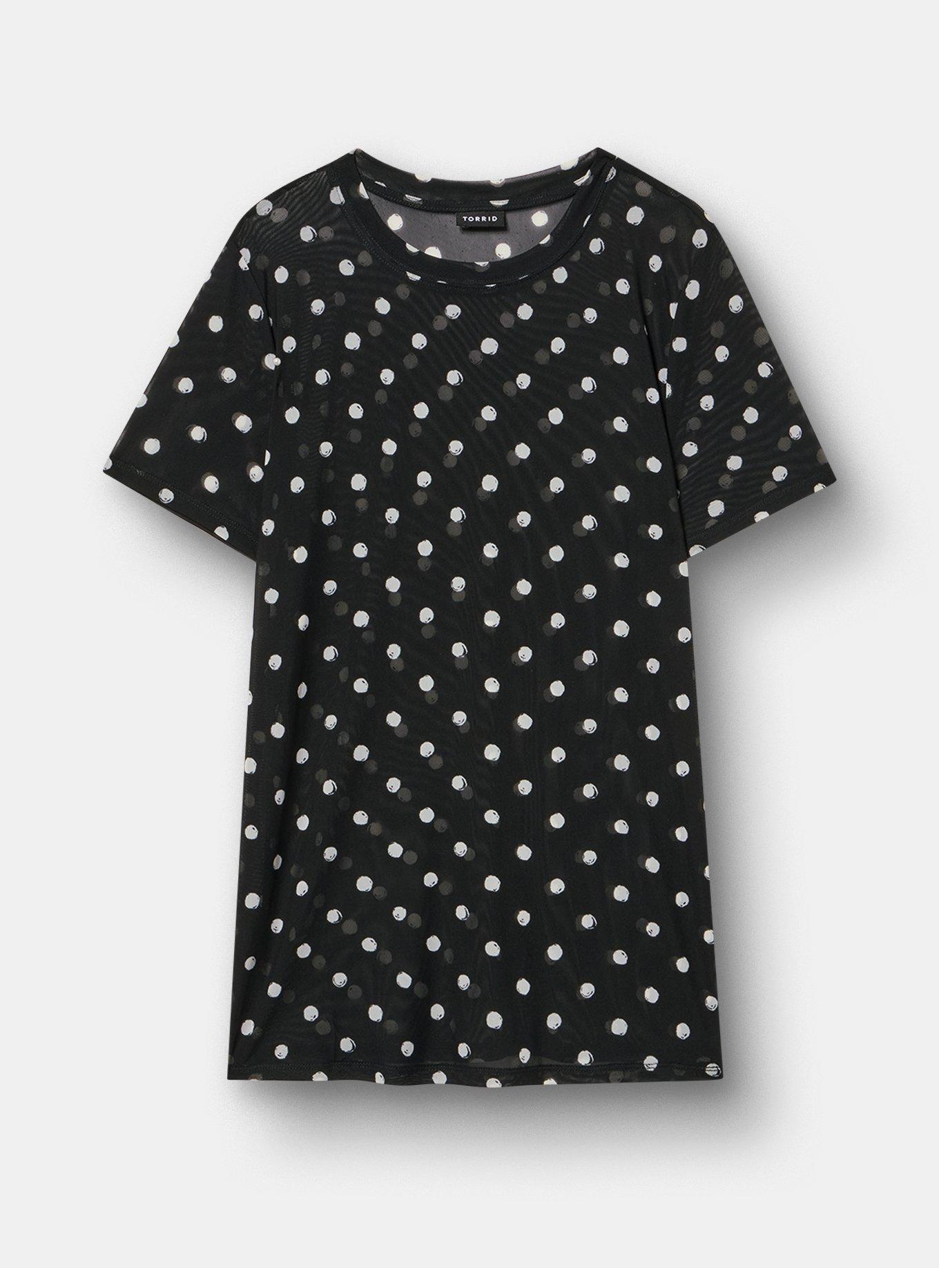 Plus Size Mesh Layering Tee, SCRIBBLE DOT BLACK, hi-res