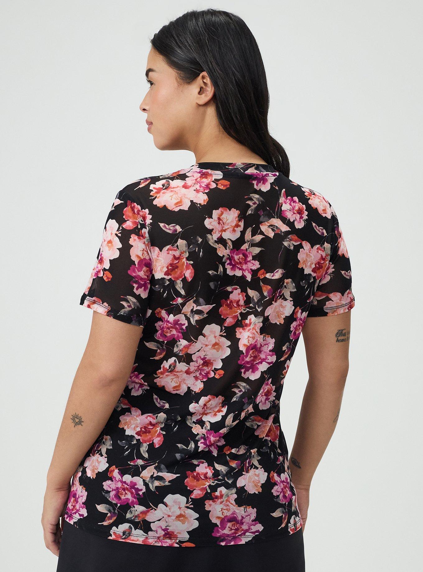 Mesh Layering Tee, AURA FLORAL BLACK, alternate