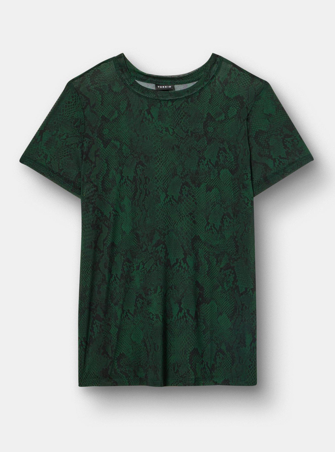 Mesh Layering Tee, LYNDA SNAKE GREEN, hi-res