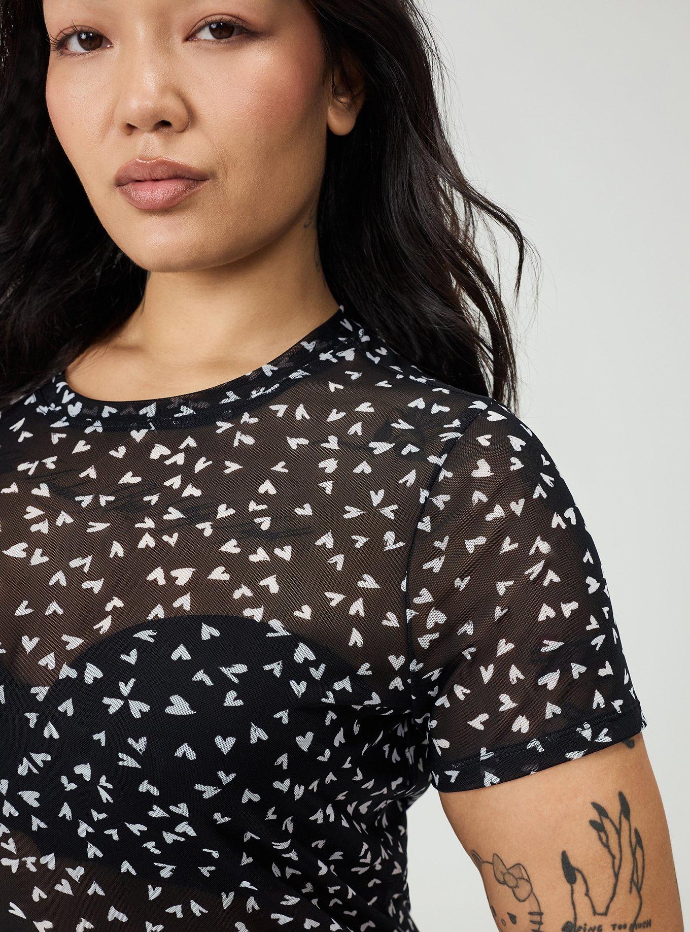 Mesh Layering Tee, LONELY HEARTS BLACK, alternate