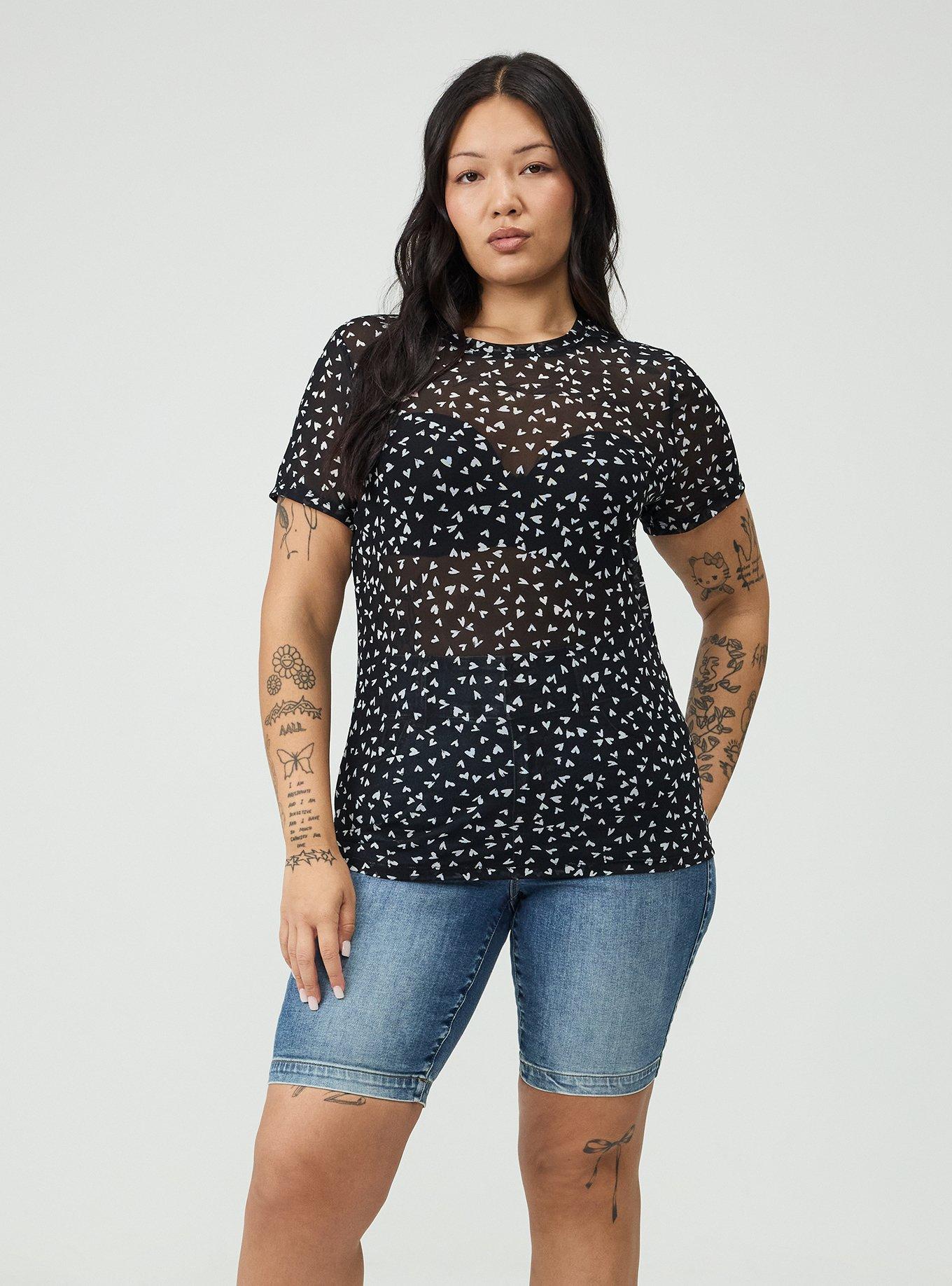Mesh Layering Tee, LONELY HEARTS BLACK, alternate