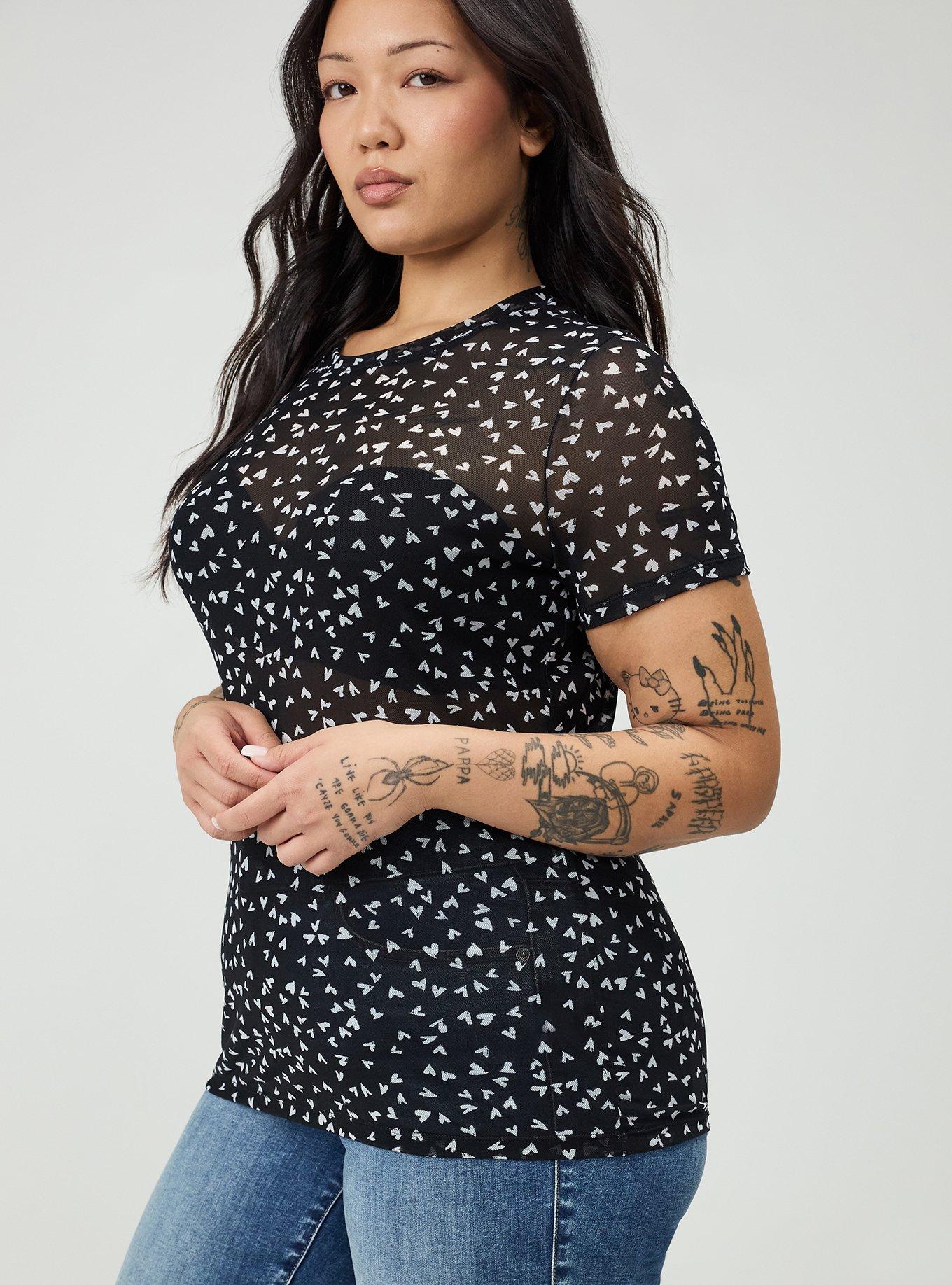 Mesh Layering Tee, LONELY HEARTS BLACK, alternate