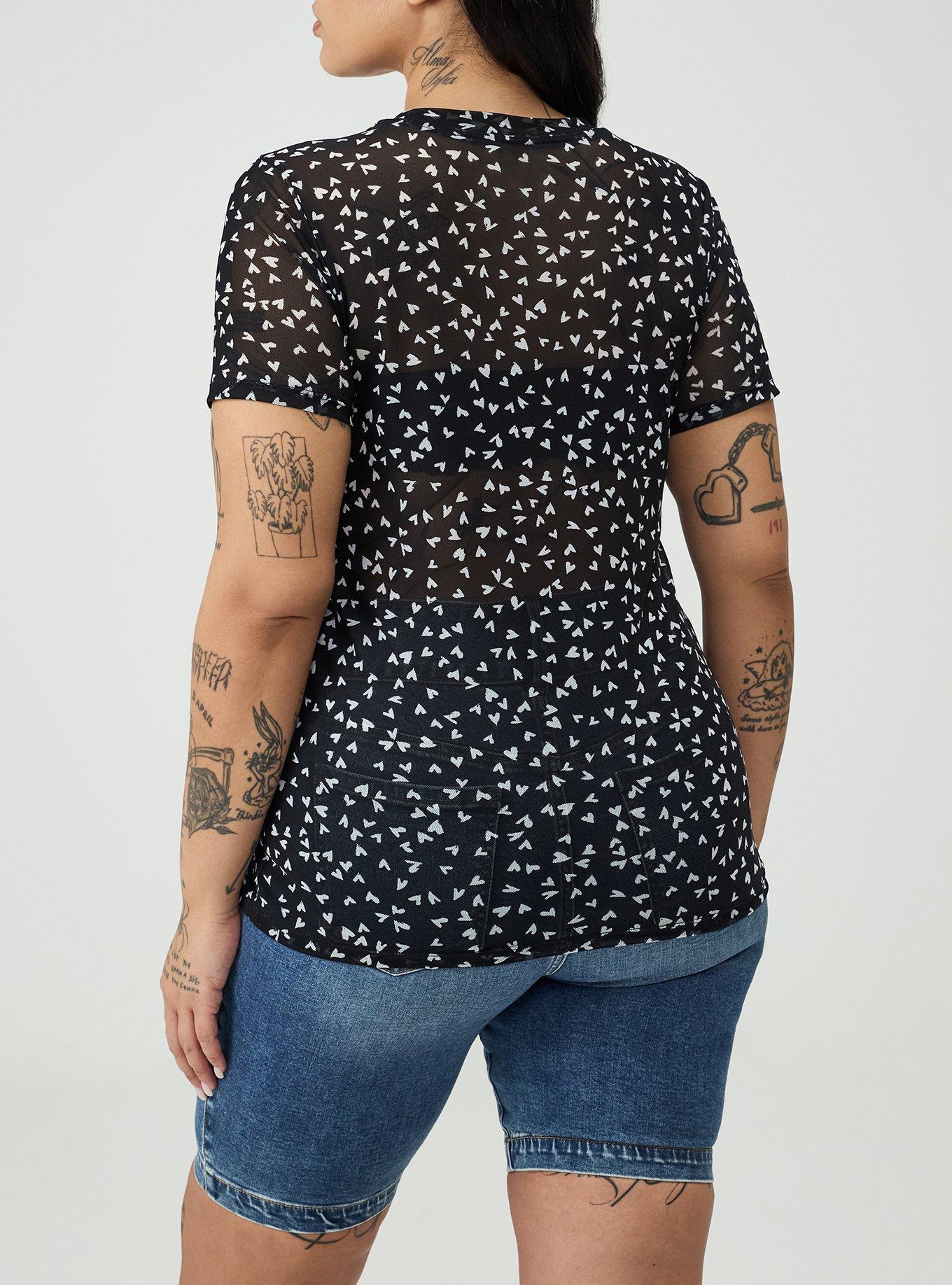 Mesh Layering Tee, LONELY HEARTS BLACK, alternate