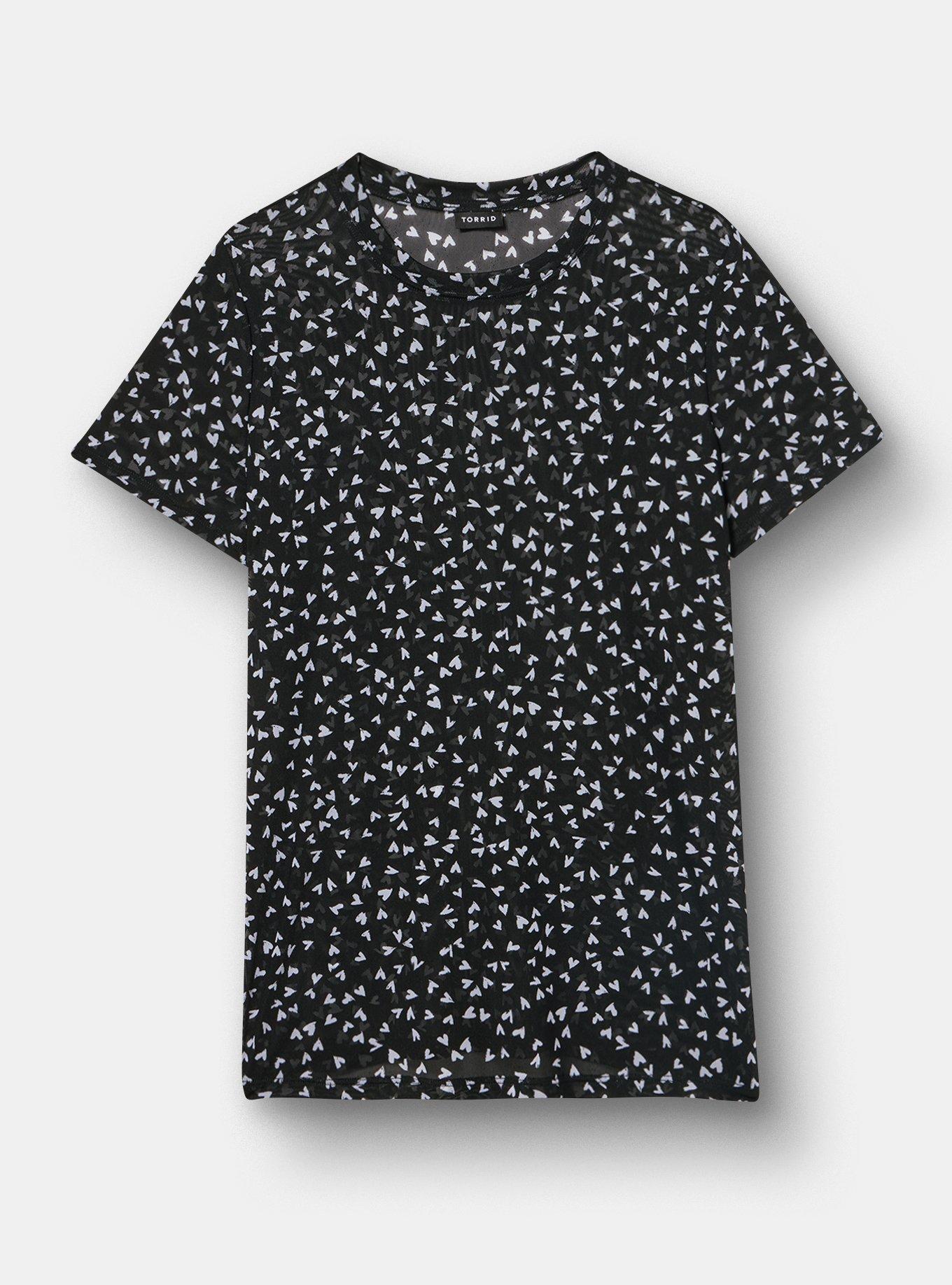 Mesh Layering Tee, LONELY HEARTS BLACK, hi-res