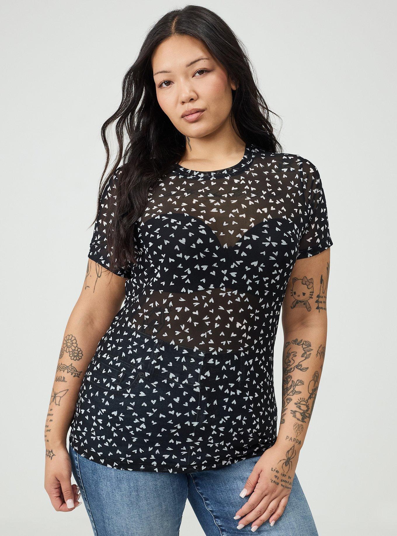 Mesh Layering Tee, LONELY HEARTS BLACK, hi-res
